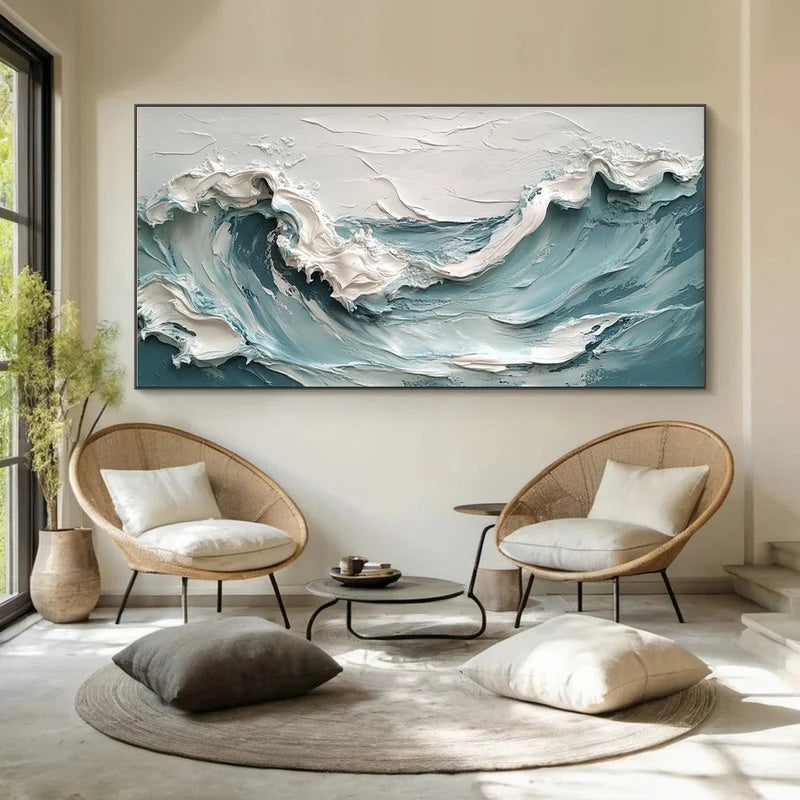 Tidal Presence – Large Textured Ocean Abstract Wall Art#AB14151