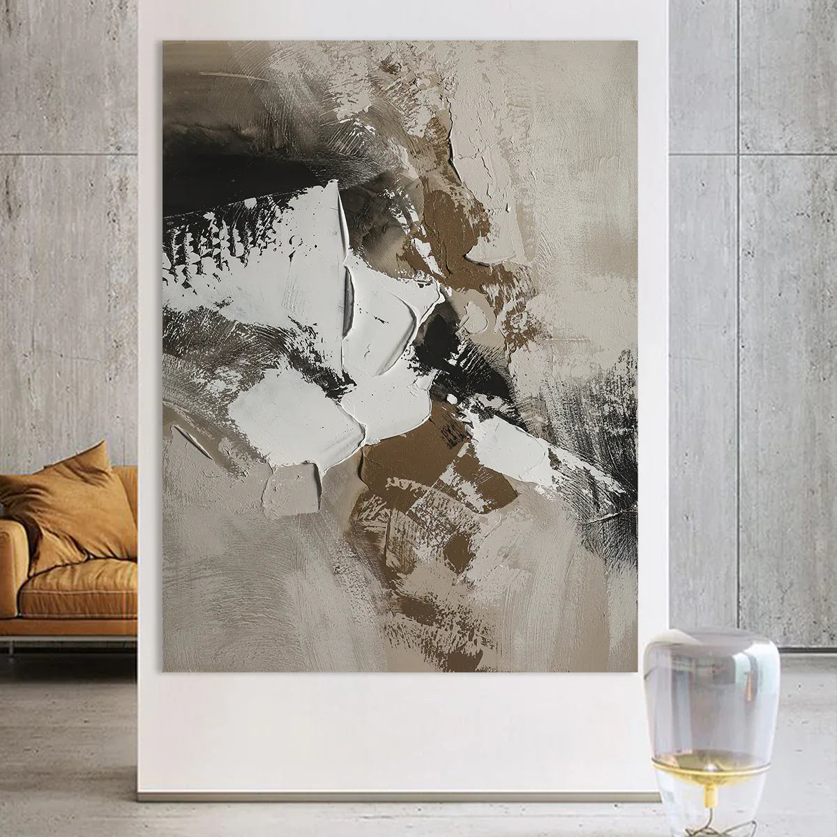Earthbound Harmony abstract textured-Modern Abstract Earth Color Thick Painted Wall Art - artextured