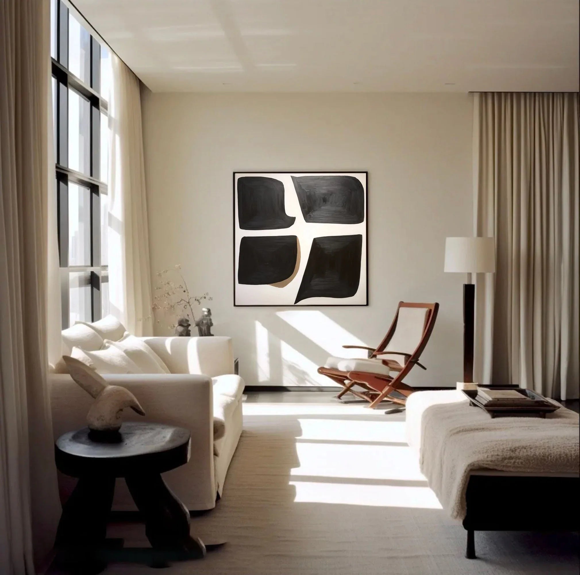 Abstract Balance Wall Art-Minimalist Black and White Geometric Balance Abstract Oil Painting - artextured