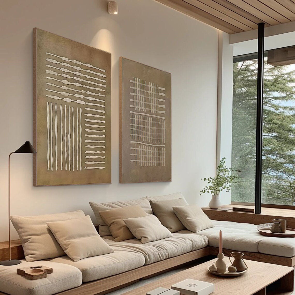 Textured Patterns- Abstract Linear Canvas SET OF 2