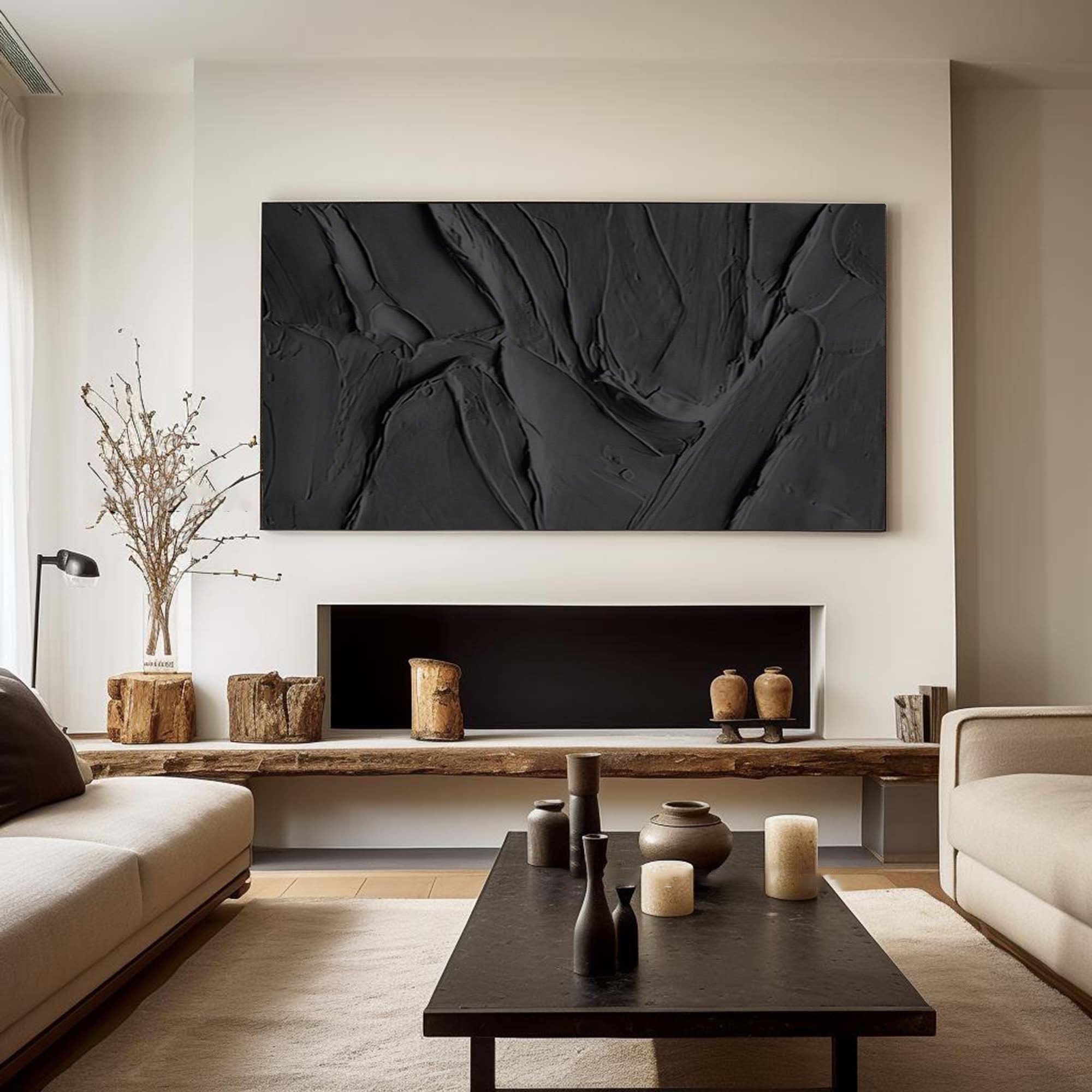 Velvet Shadows: Abstract Textured Canvas Art