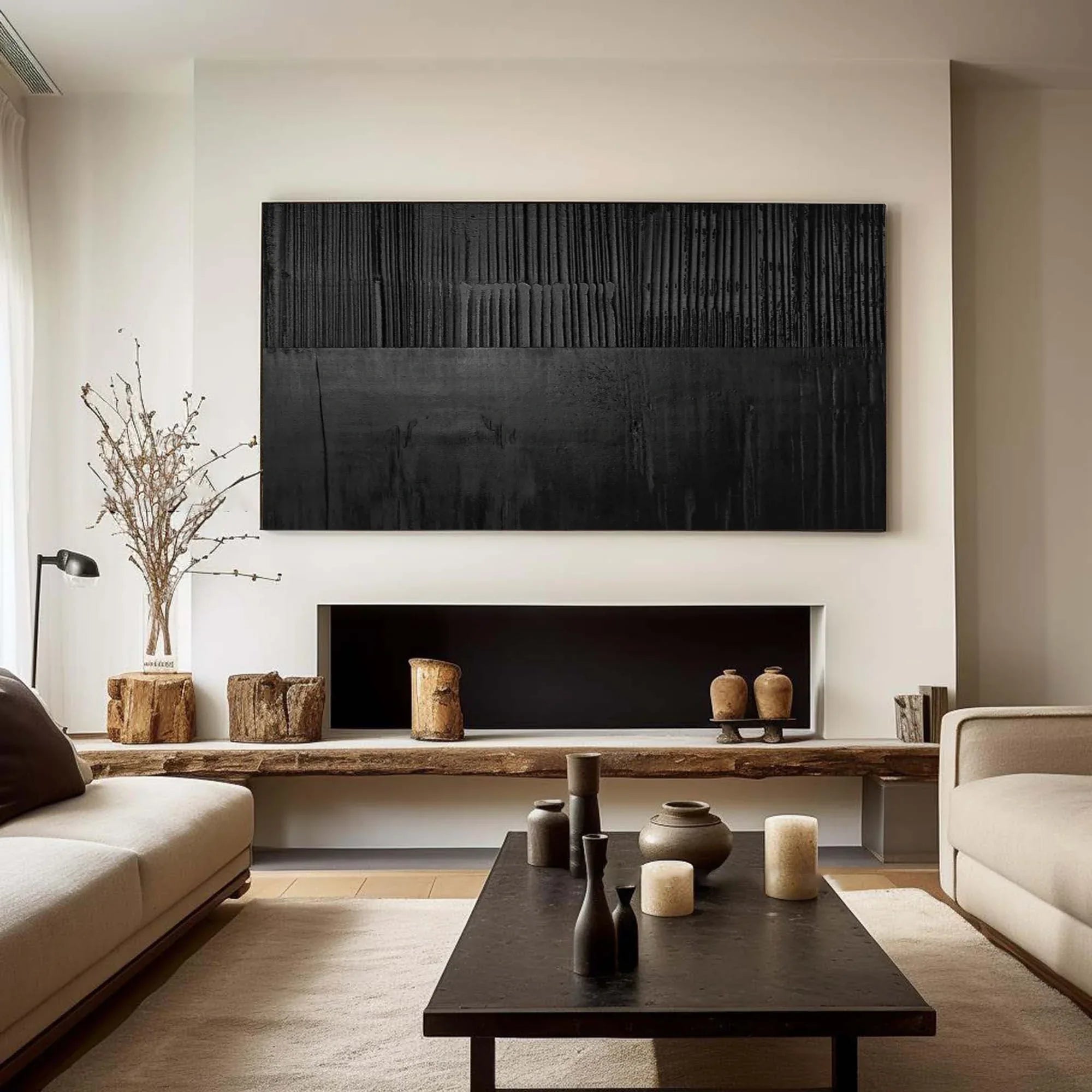 Black Layer Story-Large Black Minimalist Abstract Wall Art - artextured