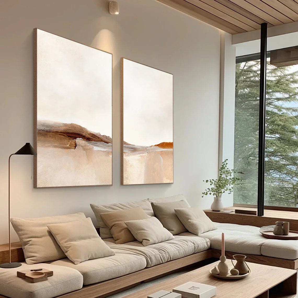 Desert Serenity- Abstract Landscape Canvas Duo SET OF 2 - artextured