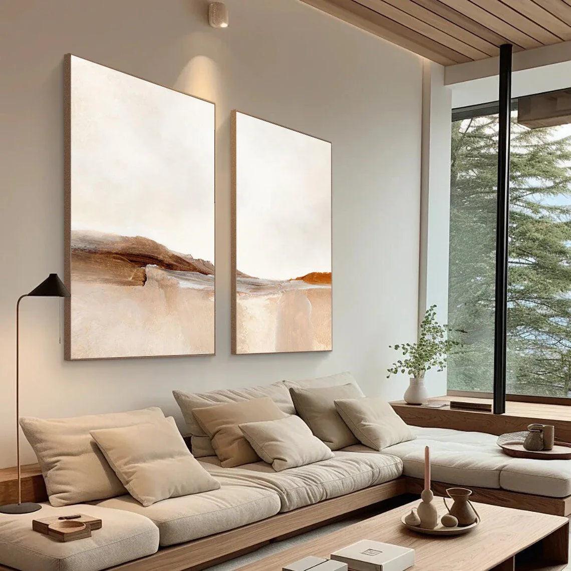 Desert Serenity- Abstract Landscape Canvas Duo SET OF 2 - artextured