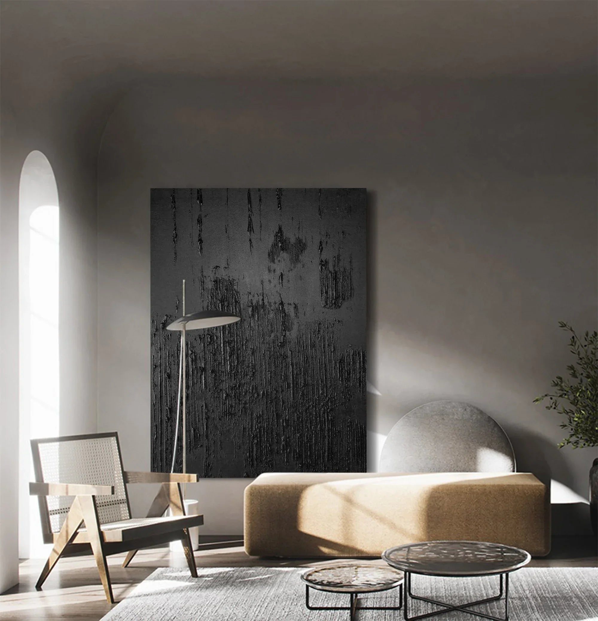 Liquid Metal Maze-Modern Textured Minimalist Black Abstract Wall Art - artextured