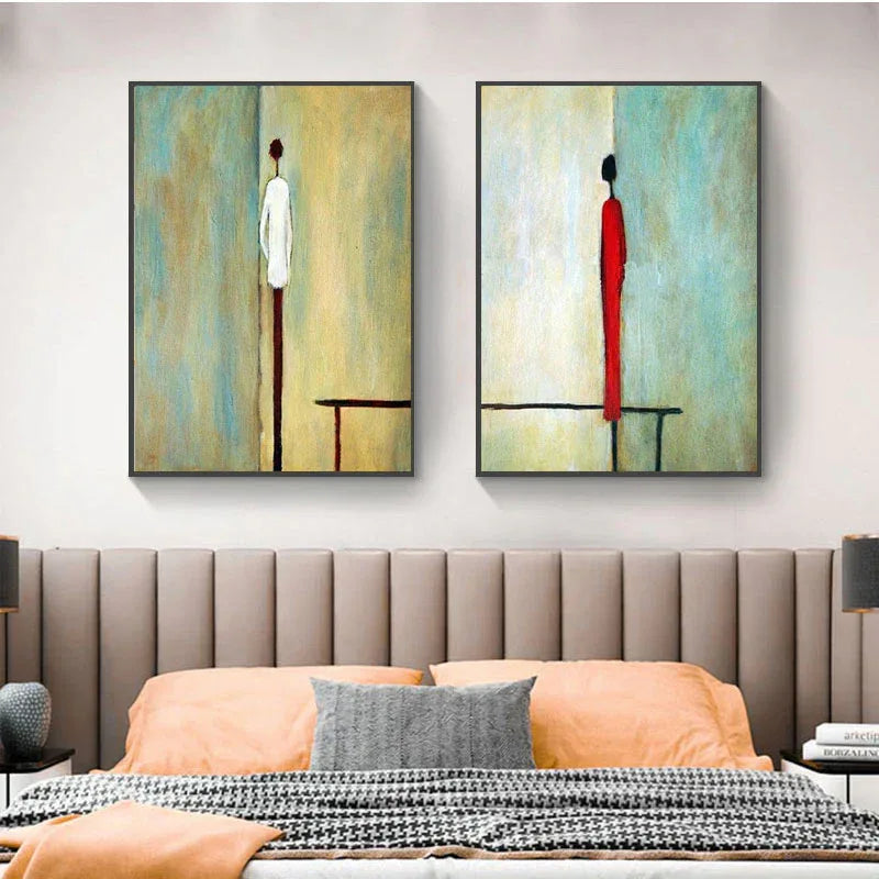 Whispers of Serenity Abstract-Hand-Painted Abstract Figure Double Oil Painting Art Wall - artextured