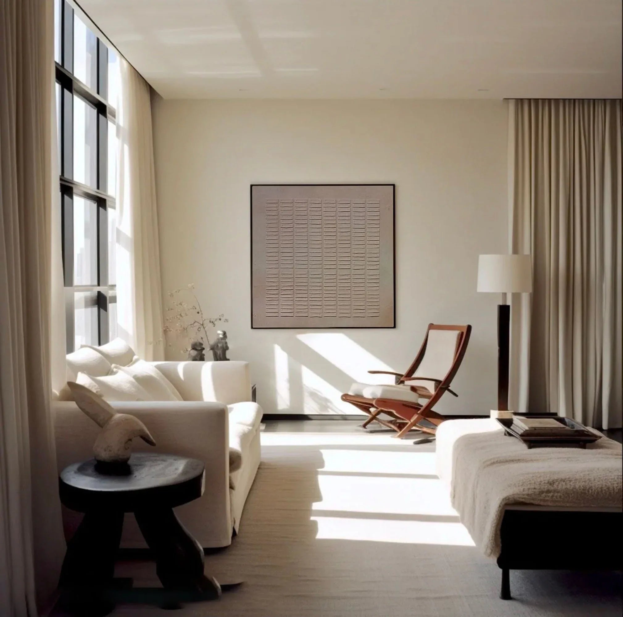 Earthy Grid Textured Canvas-Modern Minimalist Vertical Stripes Geometric Abstract Wall Art - artextured