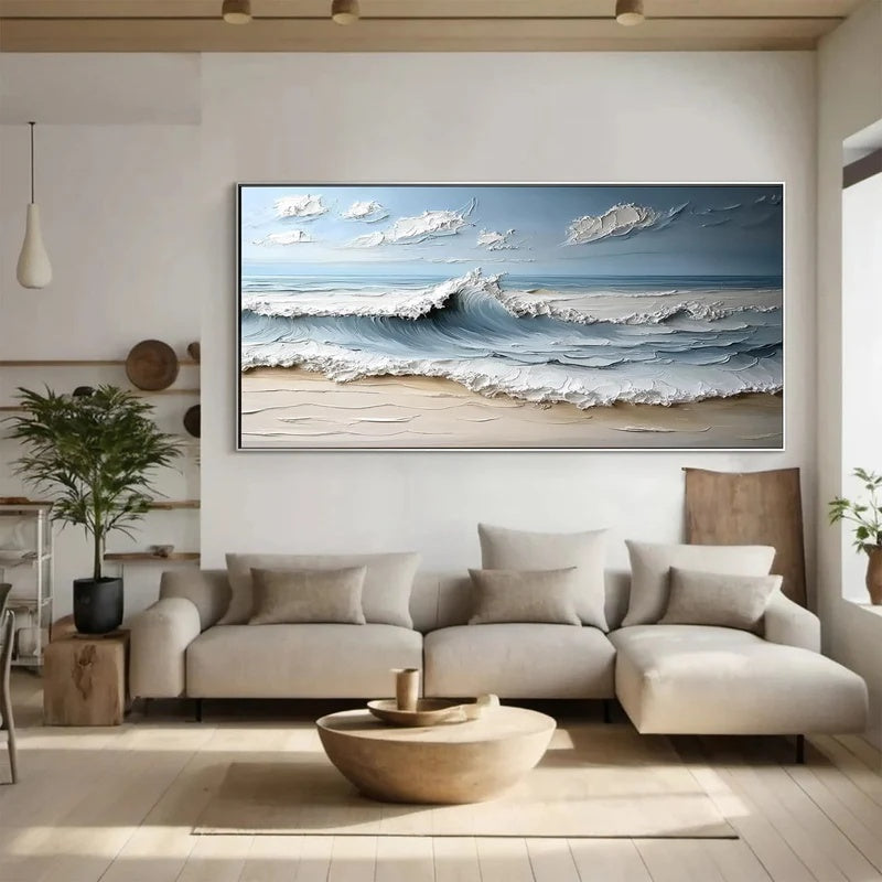 Textured Abstract Seascape Wall Art for Modern Interiors – Gentle Break#AB14109