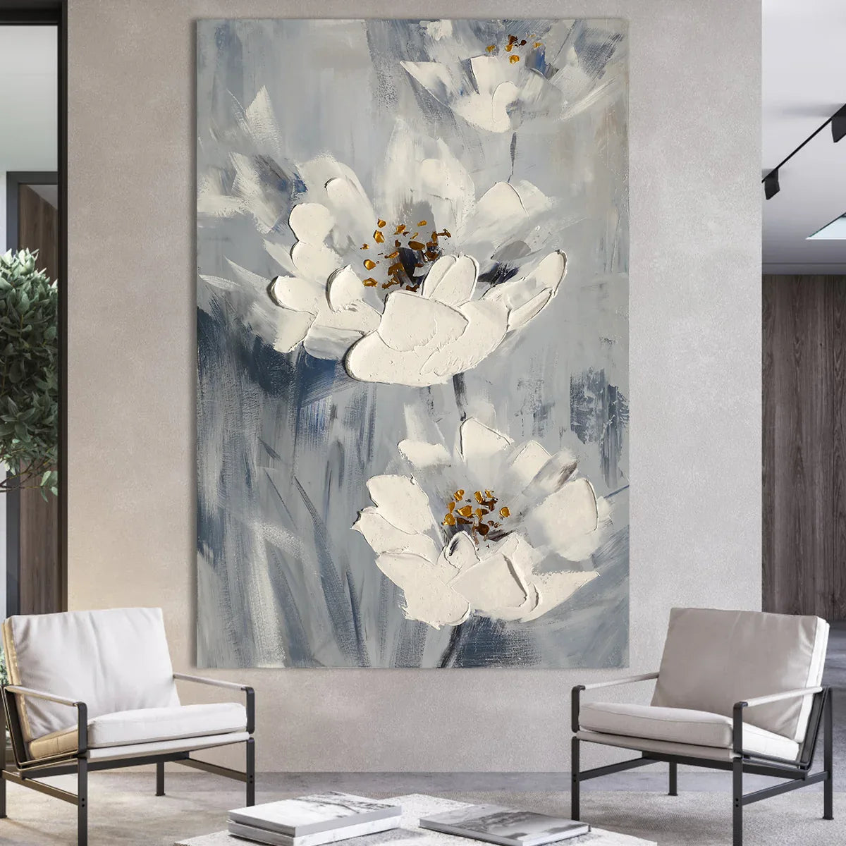 Serene Bloom Abstract Canvas-Hand Drawn Floral Texture Abstract Wall Art - artextured
