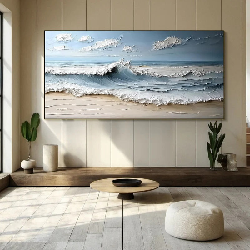Textured Abstract Seascape Wall Art for Modern Interiors – Gentle Break#AB14109