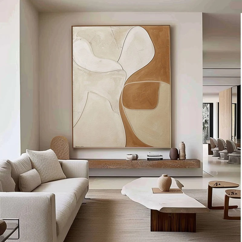 Soft Balance –Modern Minimalist Neutral Hand-Drawn Curved Geometric Wall Art
