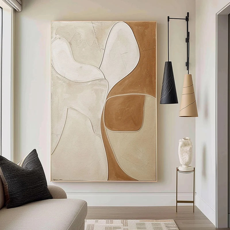 Soft Balance –Modern Minimalist Neutral Hand-Drawn Curved Geometric Wall Art