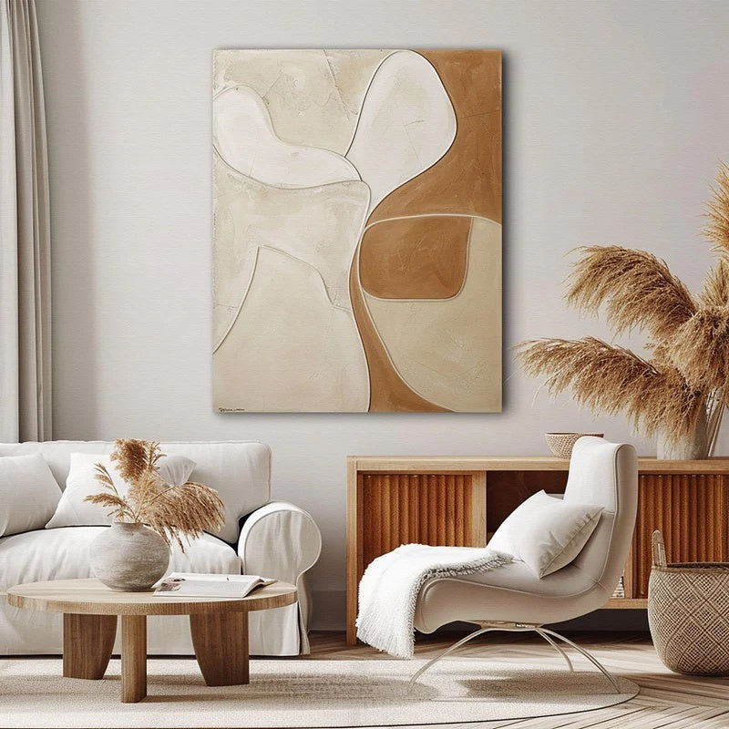 Soft Balance –Modern Minimalist Neutral Hand-Drawn Curved Geometric Wall Art