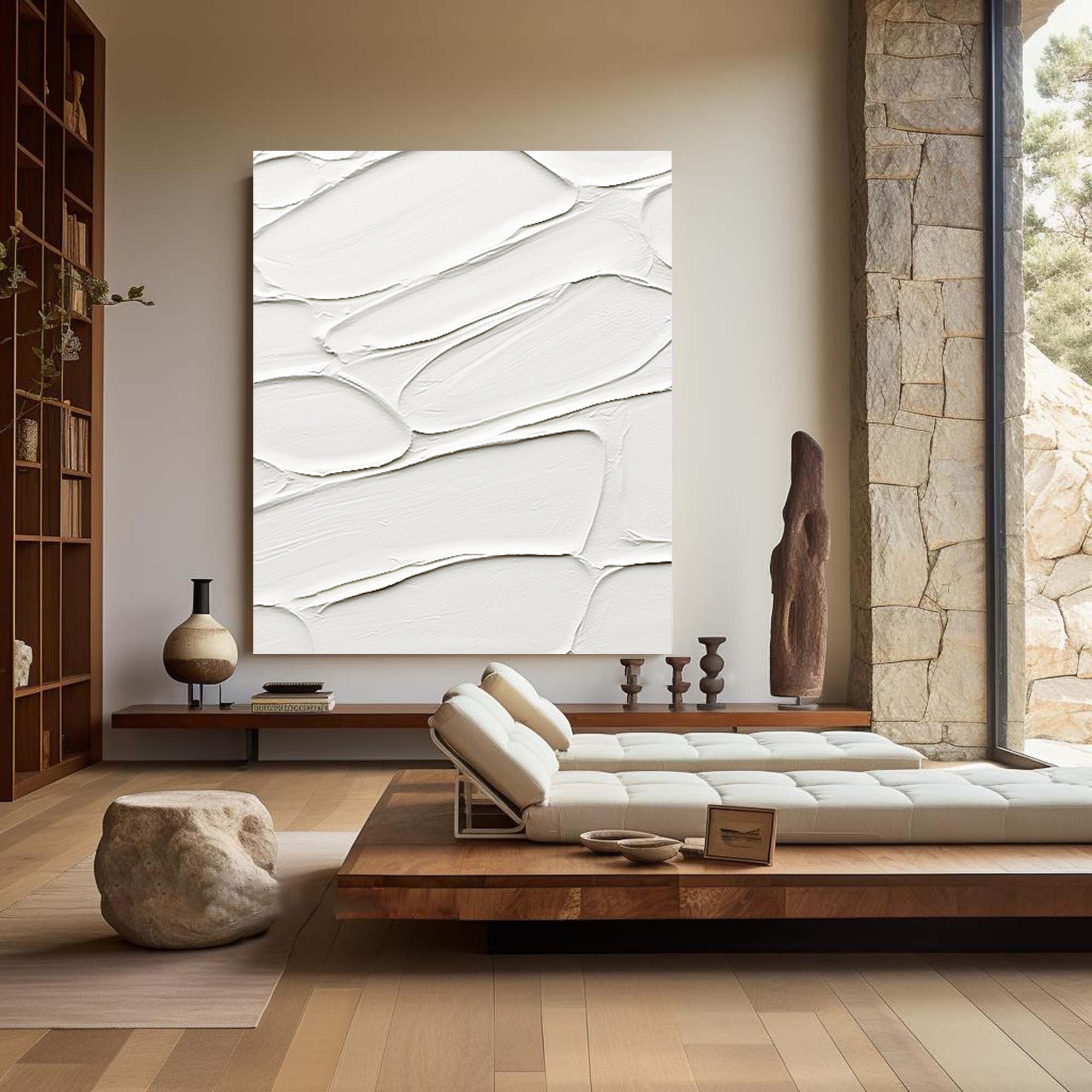 Minimalist White Textured Abstract Wall Art for Modern Interiors