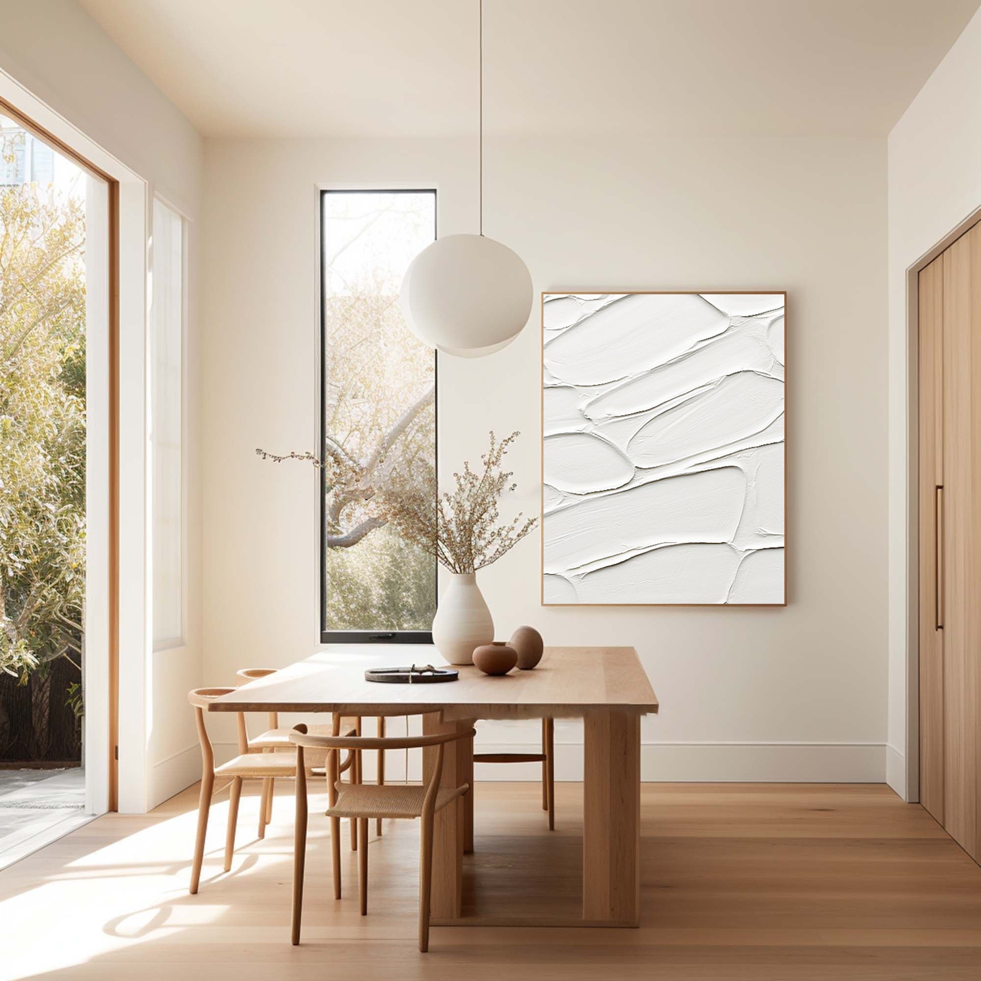 Minimalist White Textured Abstract Wall Art for Modern Interiors