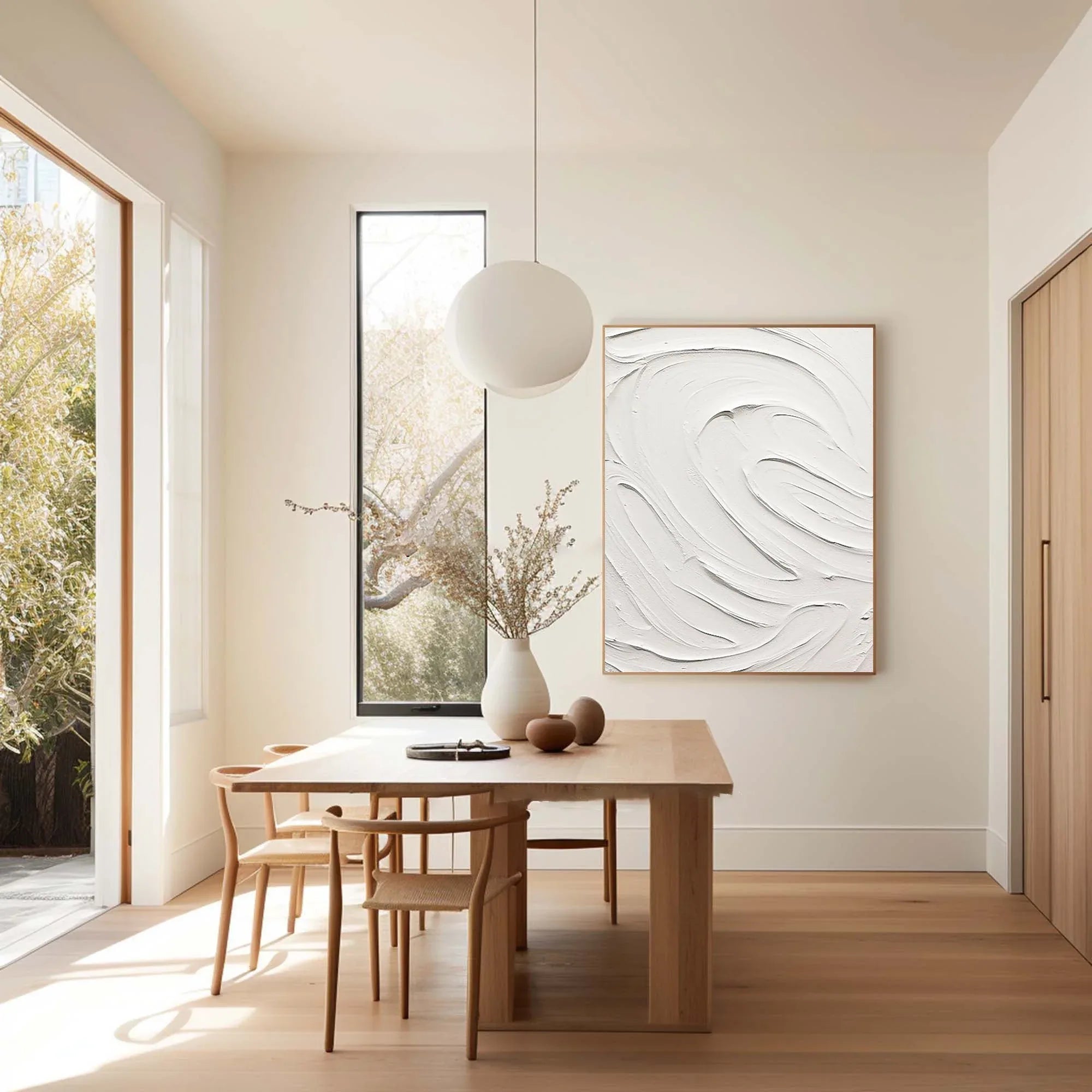 White Swirl Echo-Elegant Minimalist White Textured Abstract Art for Modern Spaces - artextured