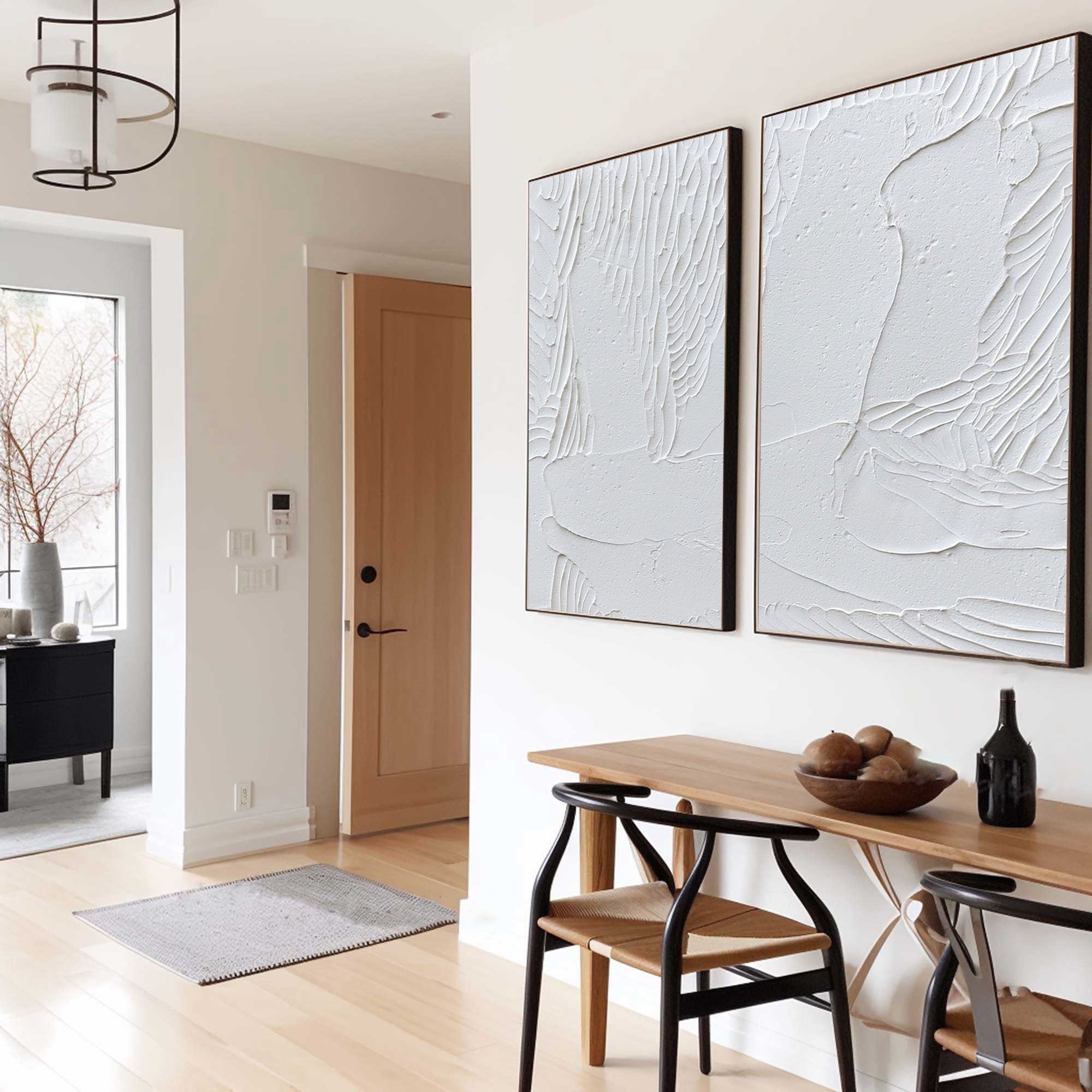 Whispered Wings - Dual Textured Minimalist Wall Art SET OF 2