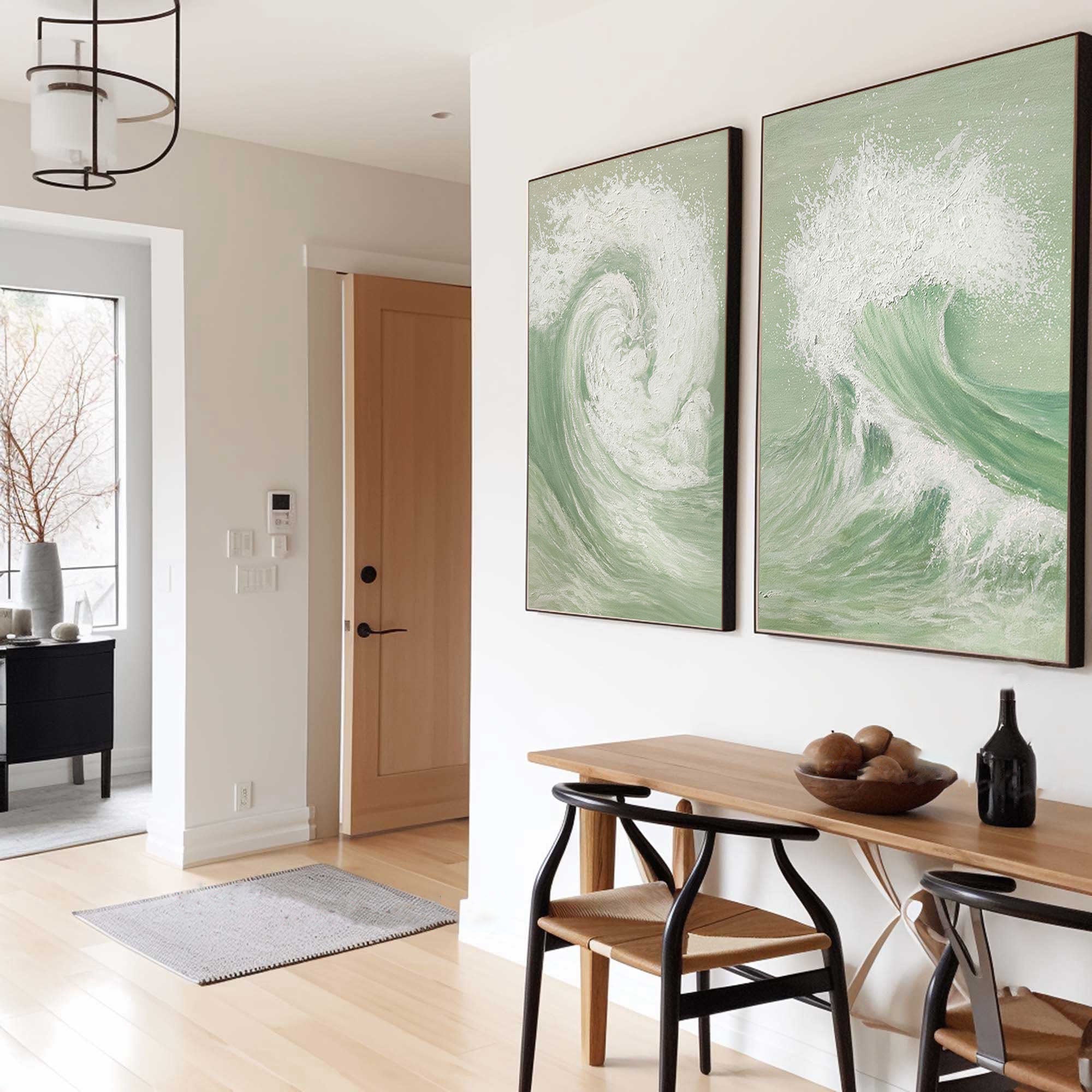 Oceanic Symphony - Dual Abstract Wave Canvas Art SET OF 2