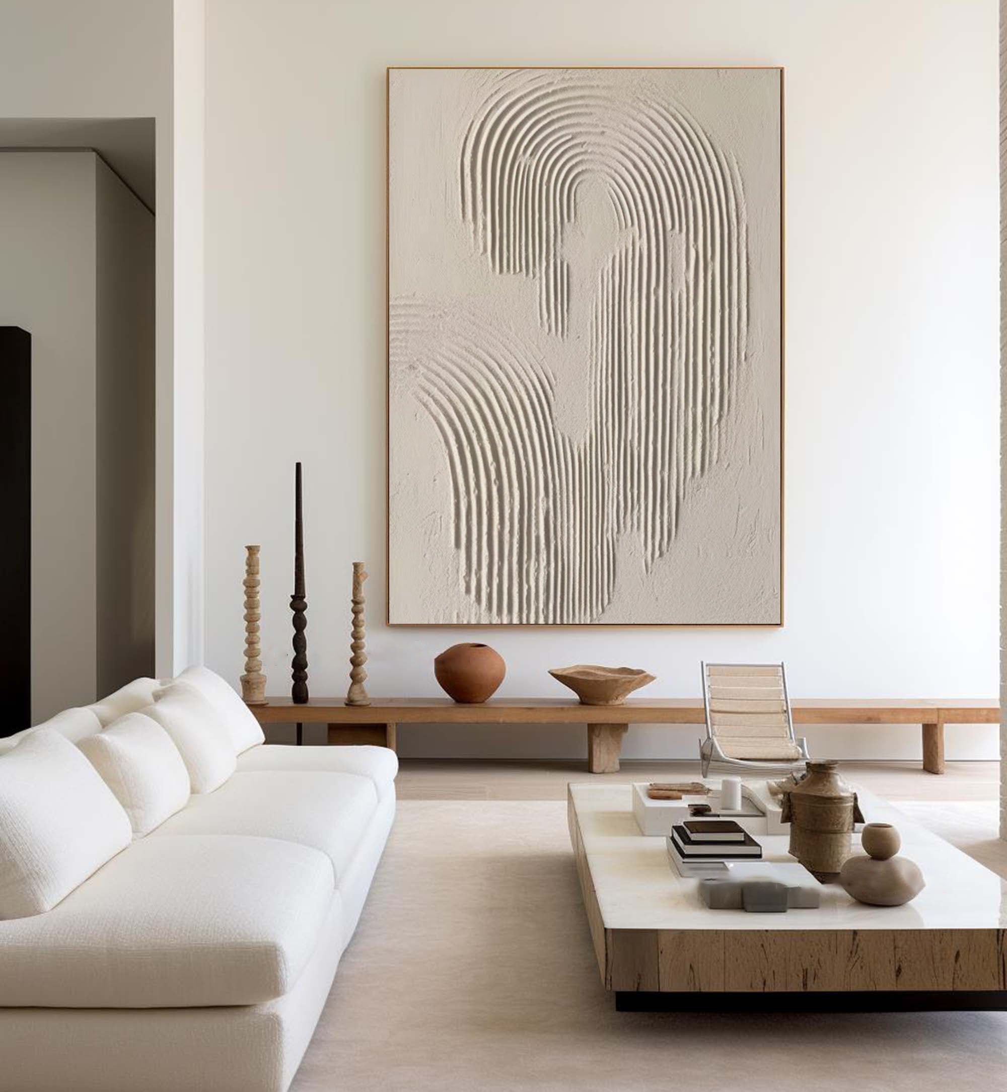 Rippled Elegance: Minimalist Textured Wall Art