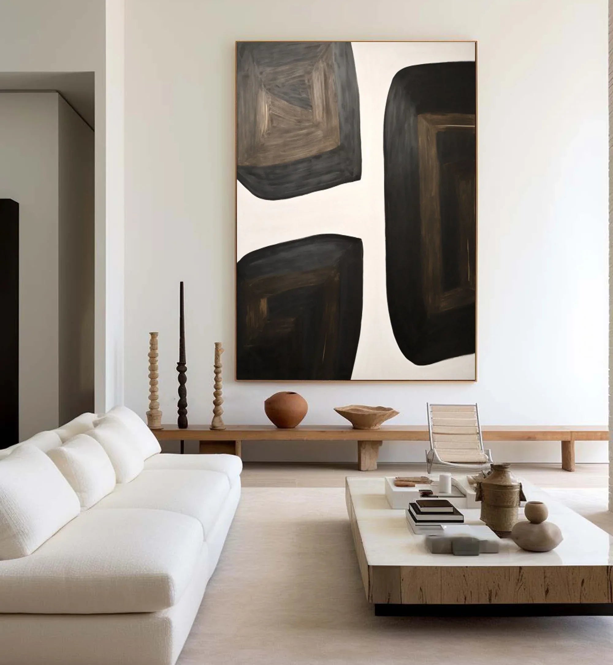 Shifting Horizons-Geometric Block Wabi Sabi Abstract Wall Art - artextured