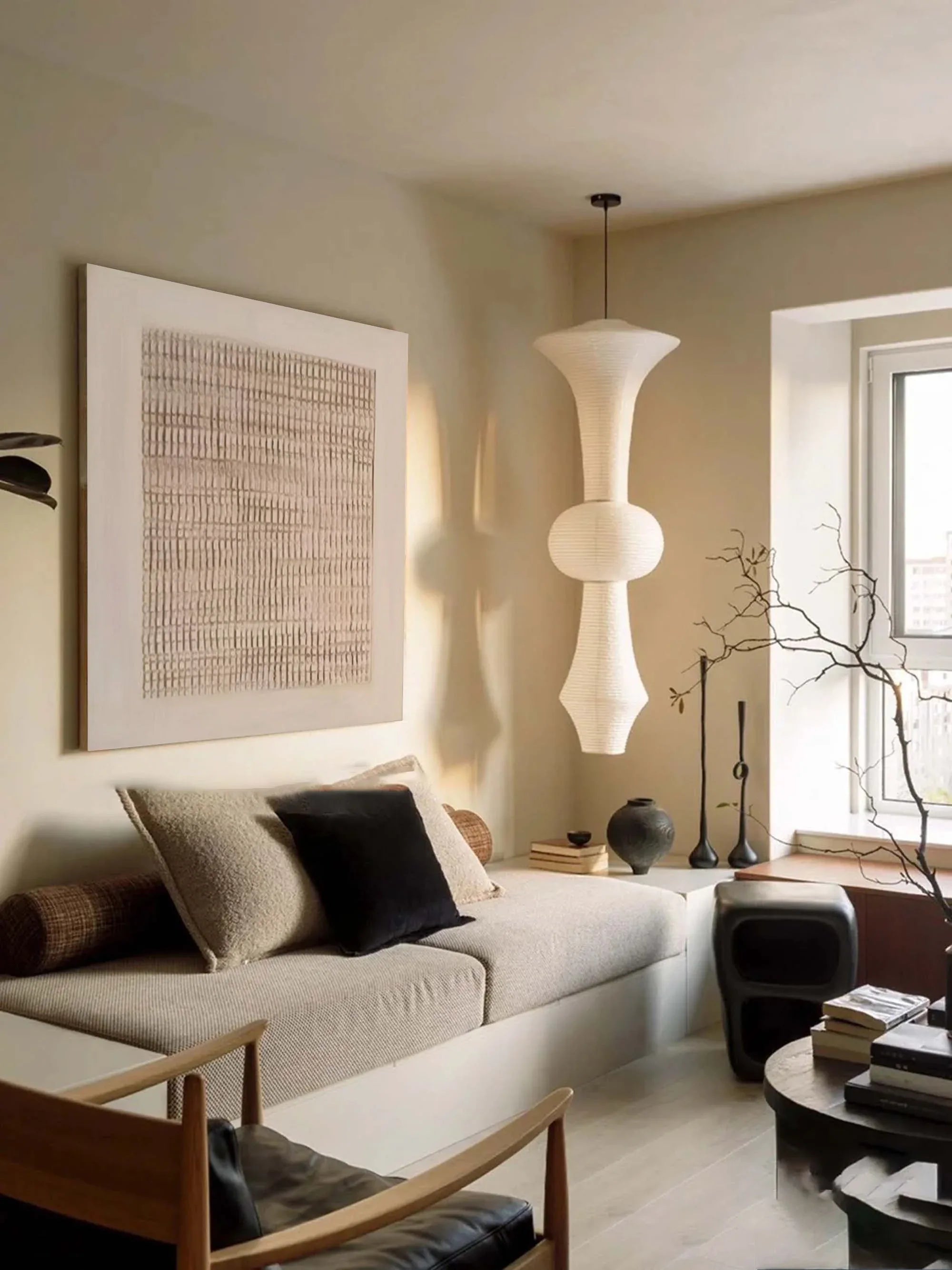 Earth Grid Echo-Hand Drawn Vertical Stripe Texture Geometric Abstract Wall Art - artextured