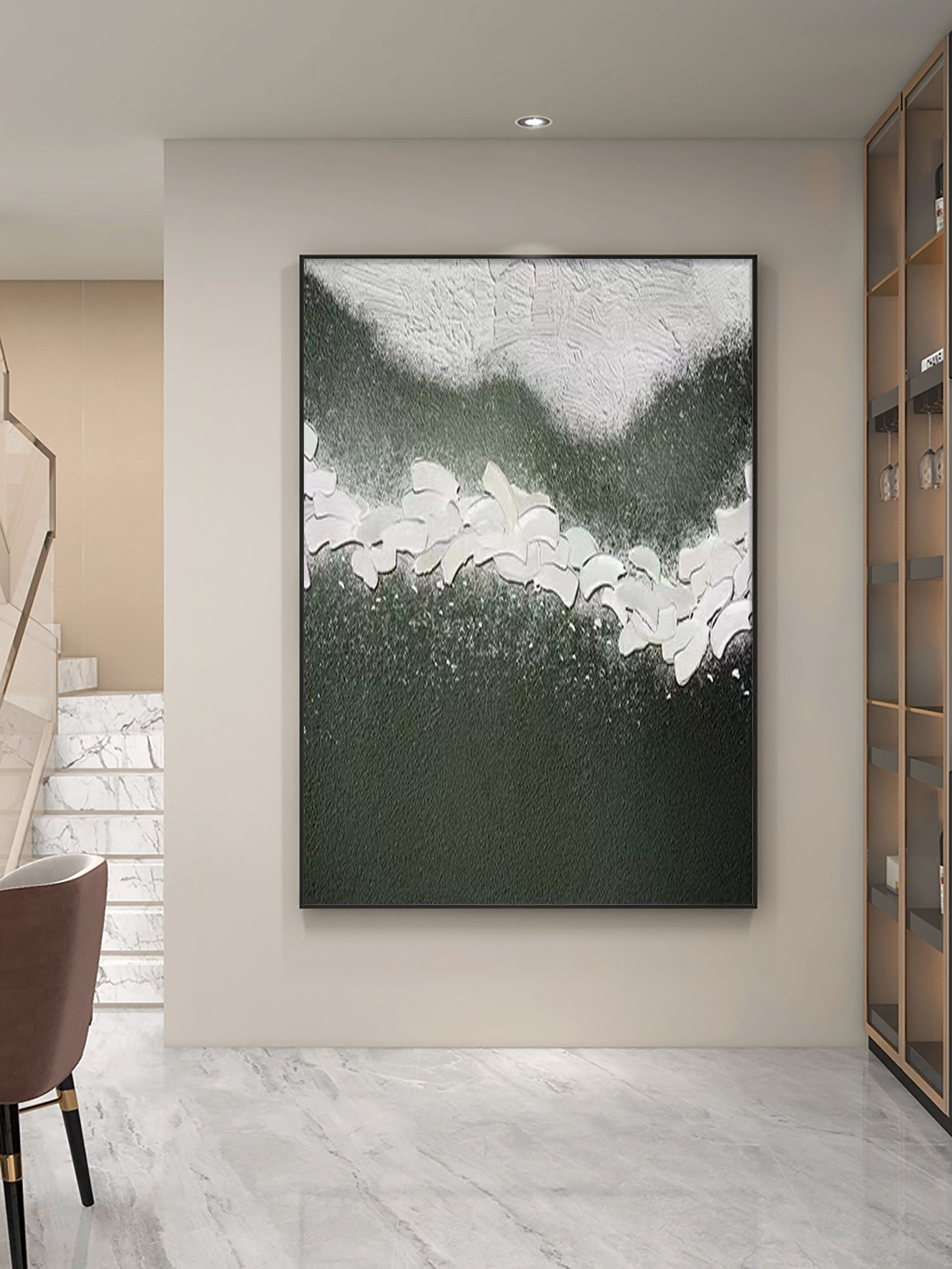 Whispering Blooms: Textured Abstract Floral Canvas Art