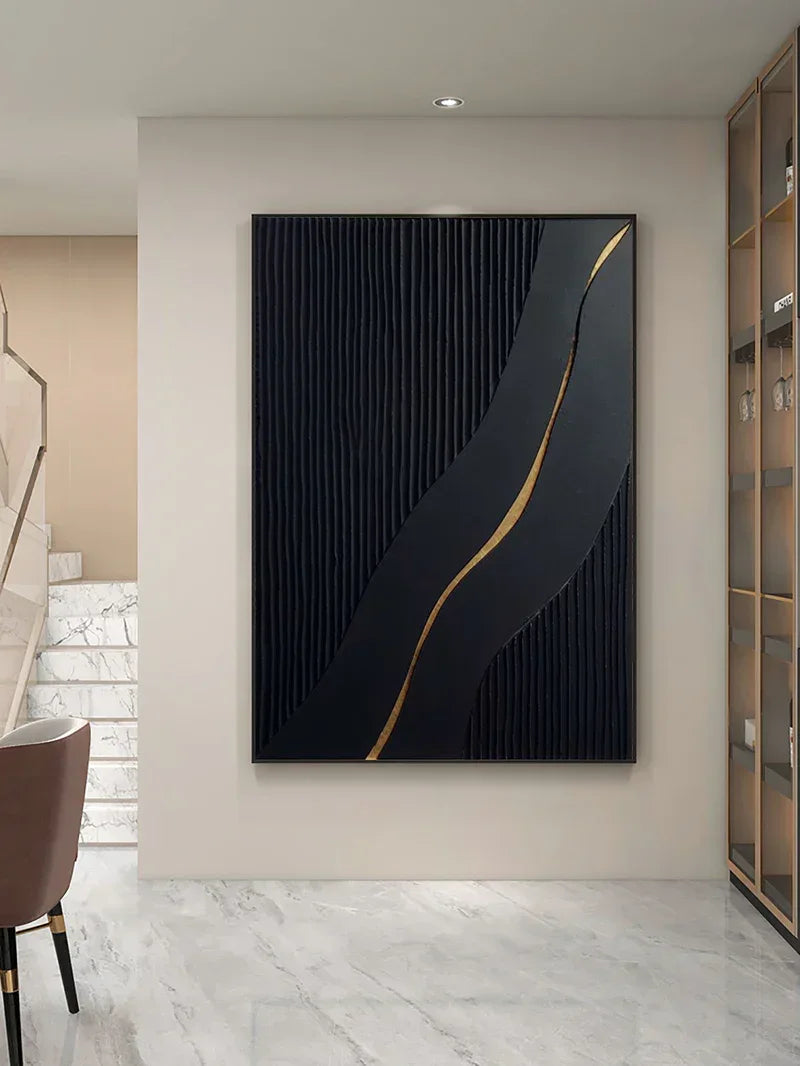 Golden Flow-Modern Minimalist 3D Golden Streamlined Texture Wall Art - artextured