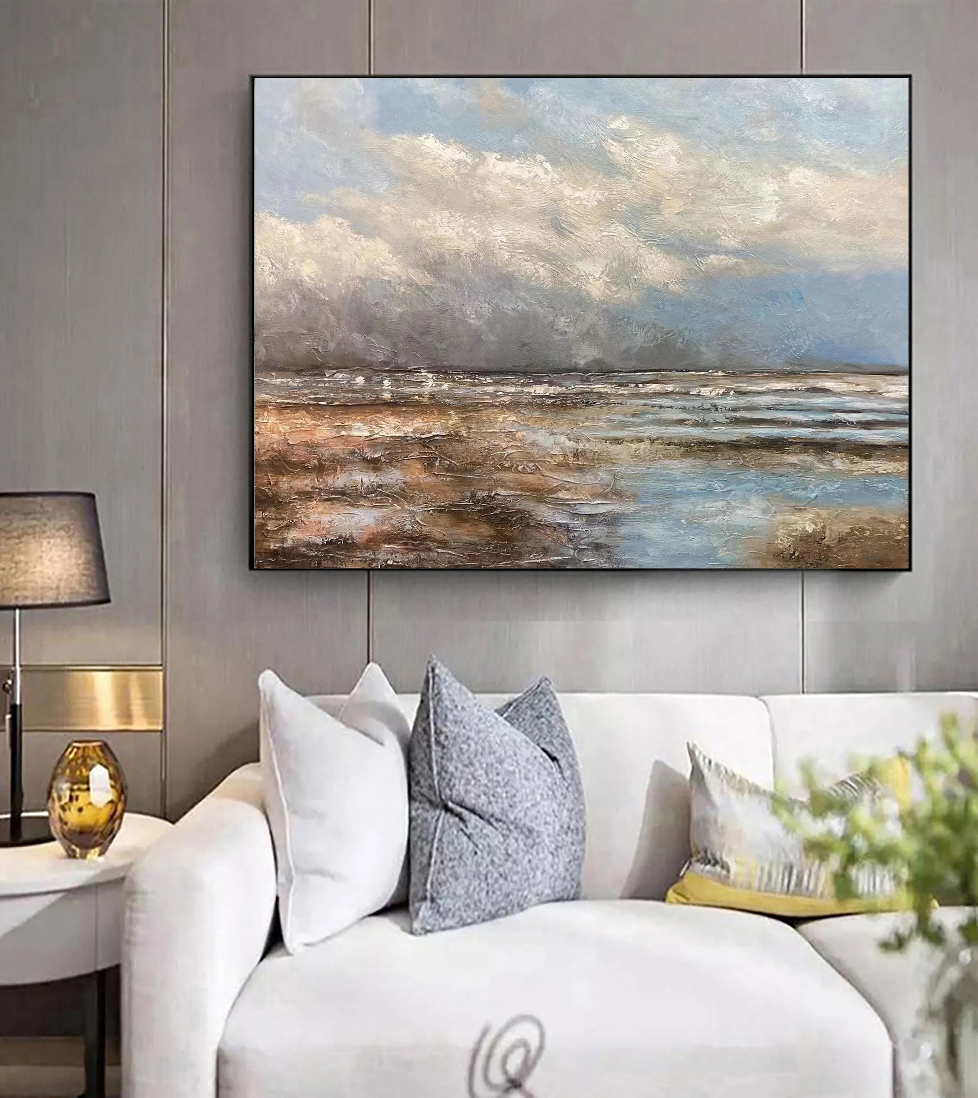 Twilight Reflections-Peaceful Lakeside Landscape Texture Oil Painting Wall Art - artextured