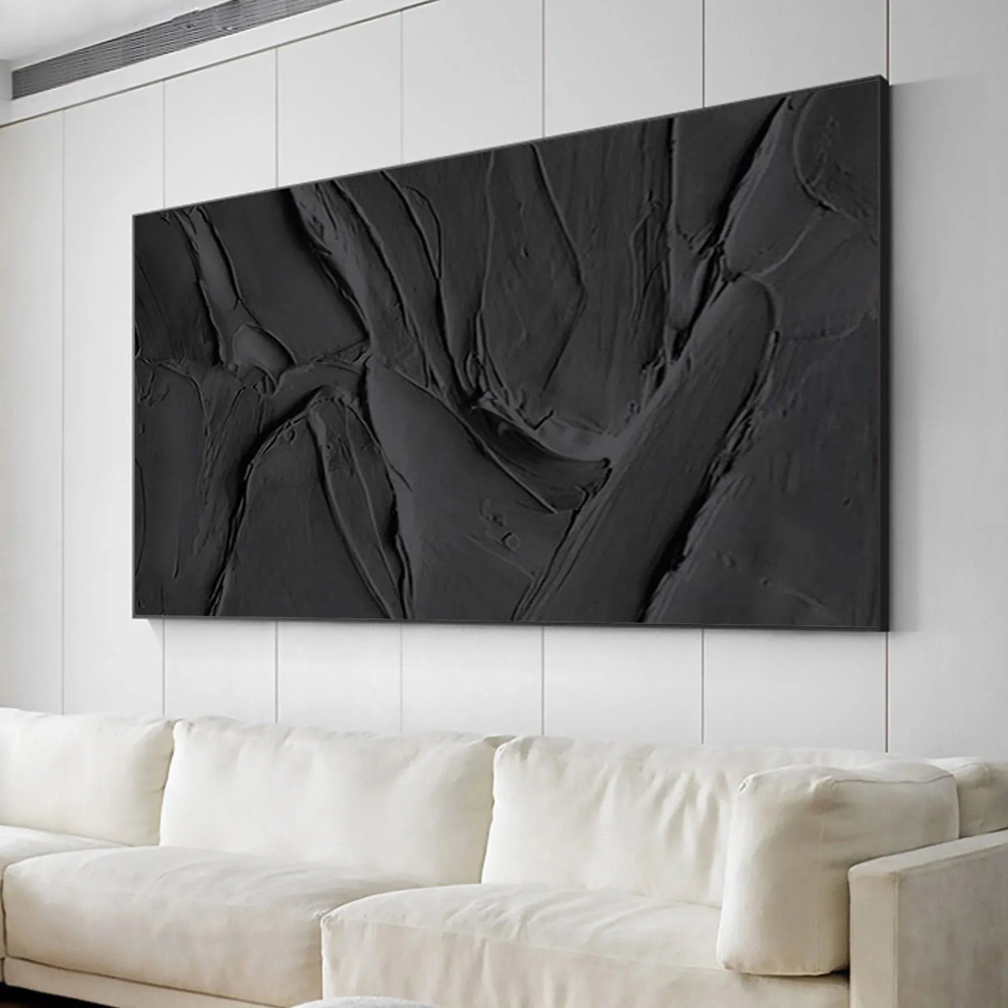 Velvet Shadows-Abstract Black Vein Texture Wall Art - artextured