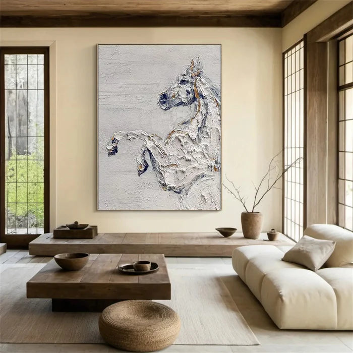 White Spirit – Textured Horse Canvas Art#AB0519016