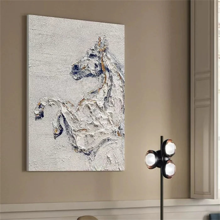White Spirit – Textured Horse Canvas Art#AB0519016