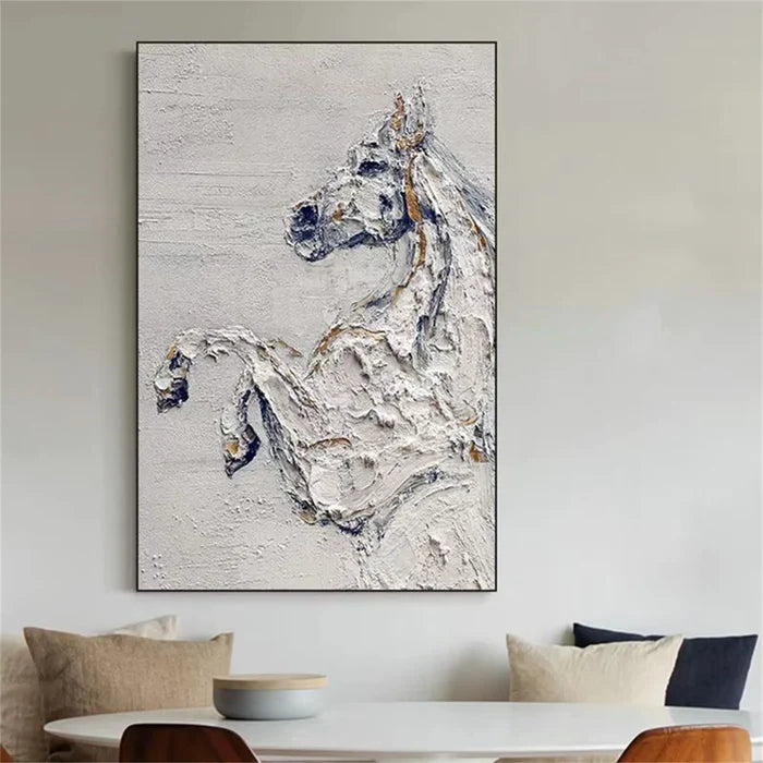 White Spirit – Textured Horse Canvas Art#AB0519016
