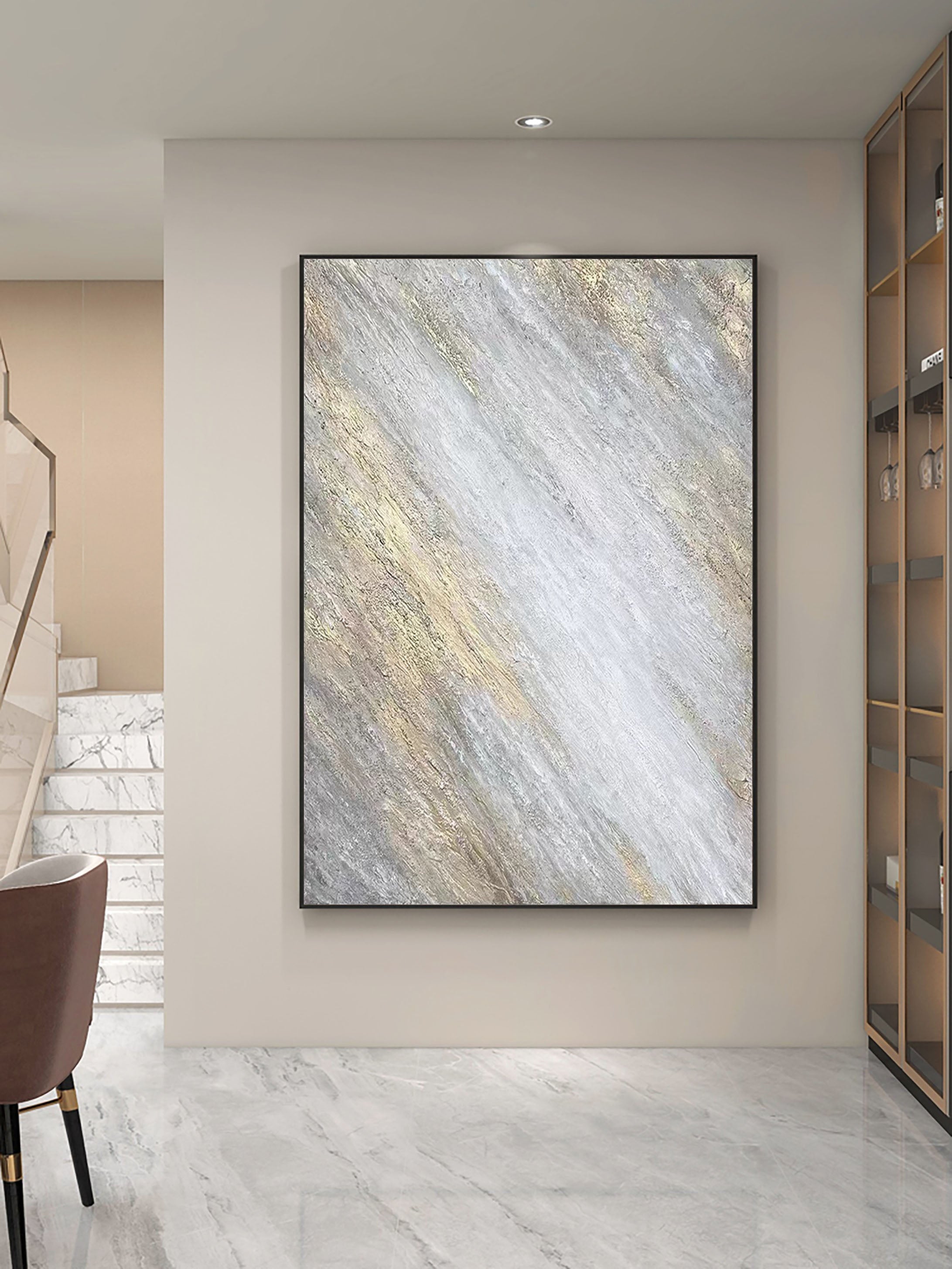 Shimmering Veil: Abstract Textured Canvas Art