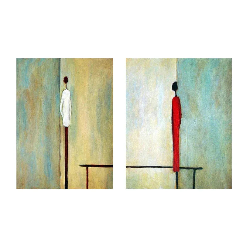 Whispers of Serenity Abstract-Hand-Painted Abstract Figure Double Oil Painting Art Wall - artextured