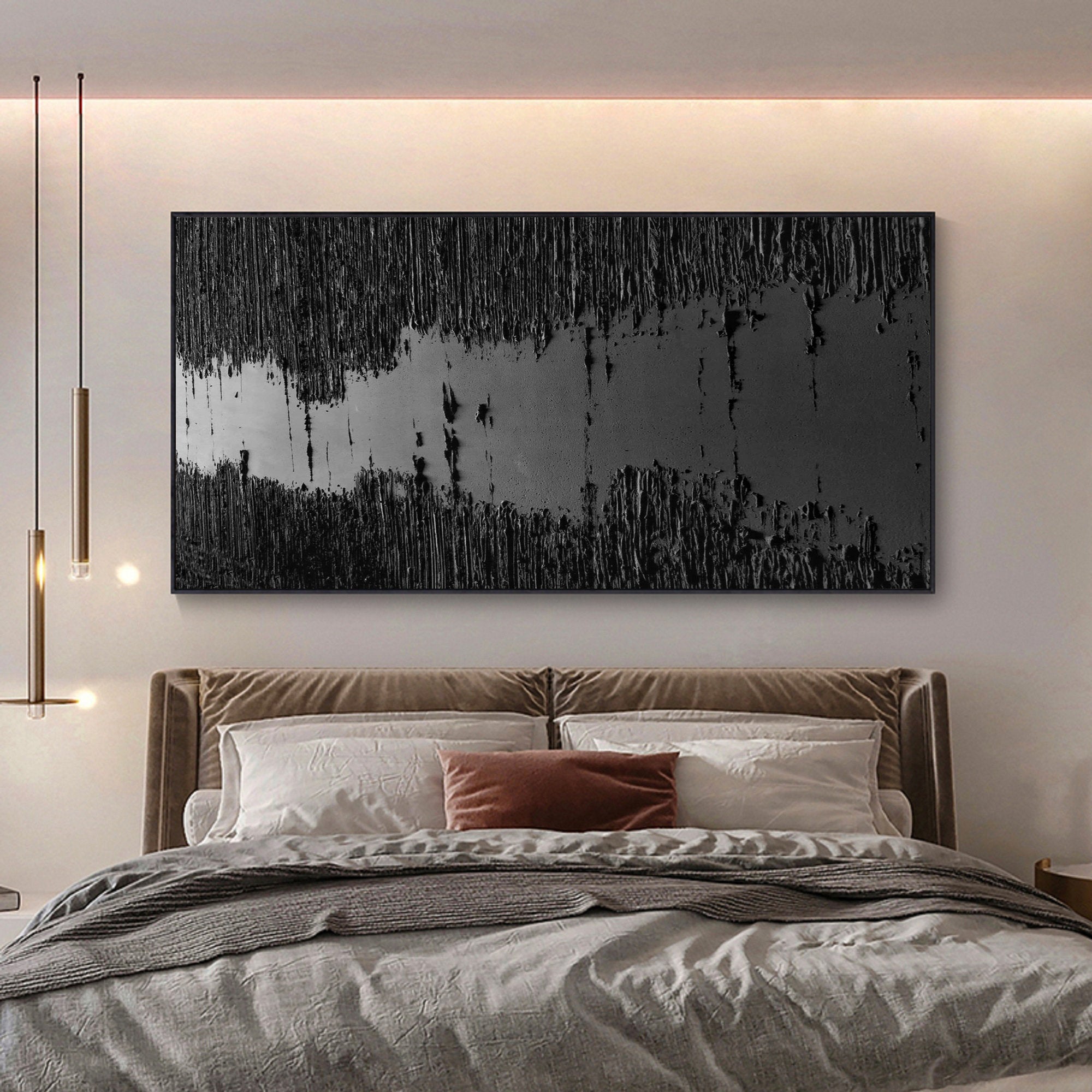 Abstract Black River Canvas Wall Art