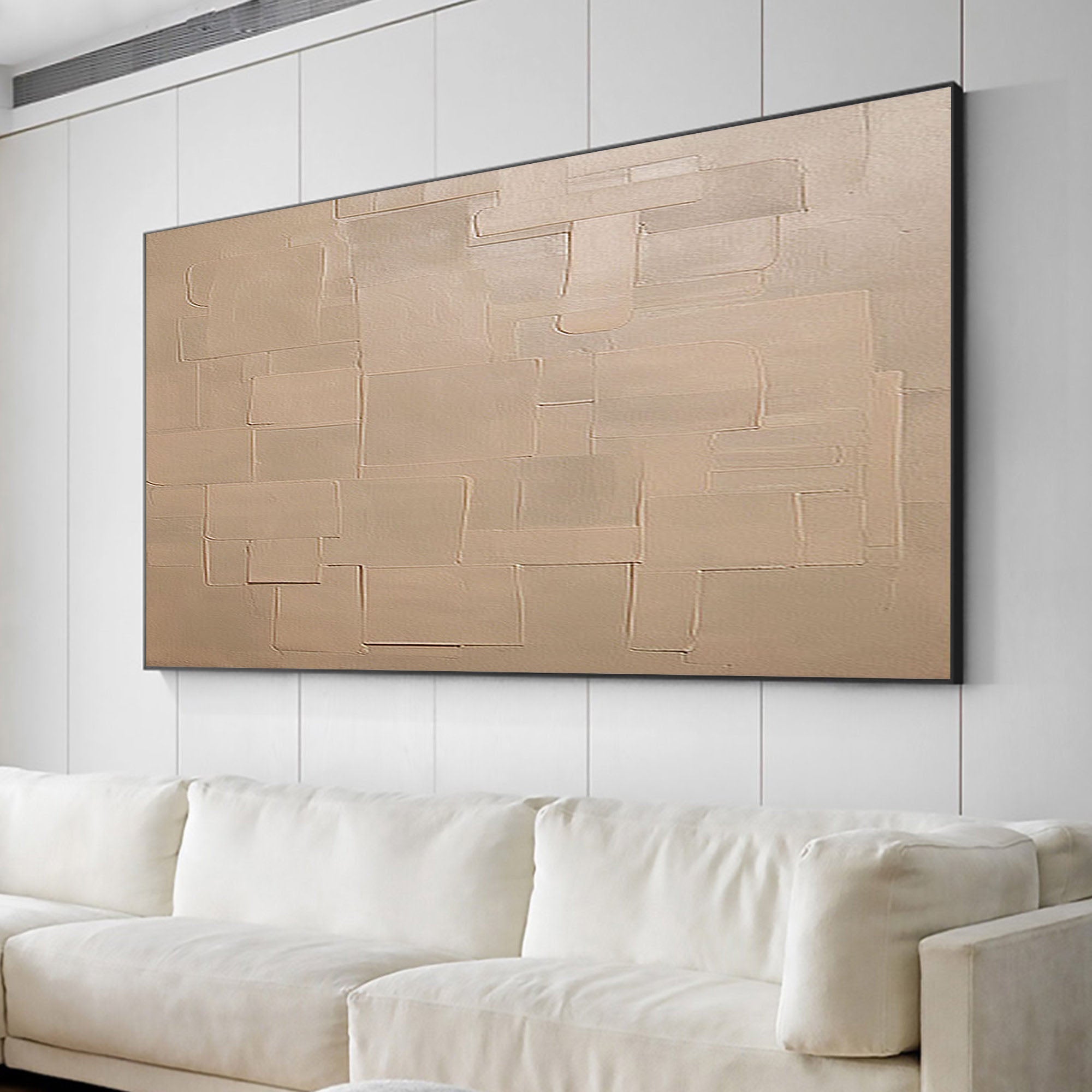 Pale Block Echo-Minimalist Light Brown Geometric Block Texture Wall Art