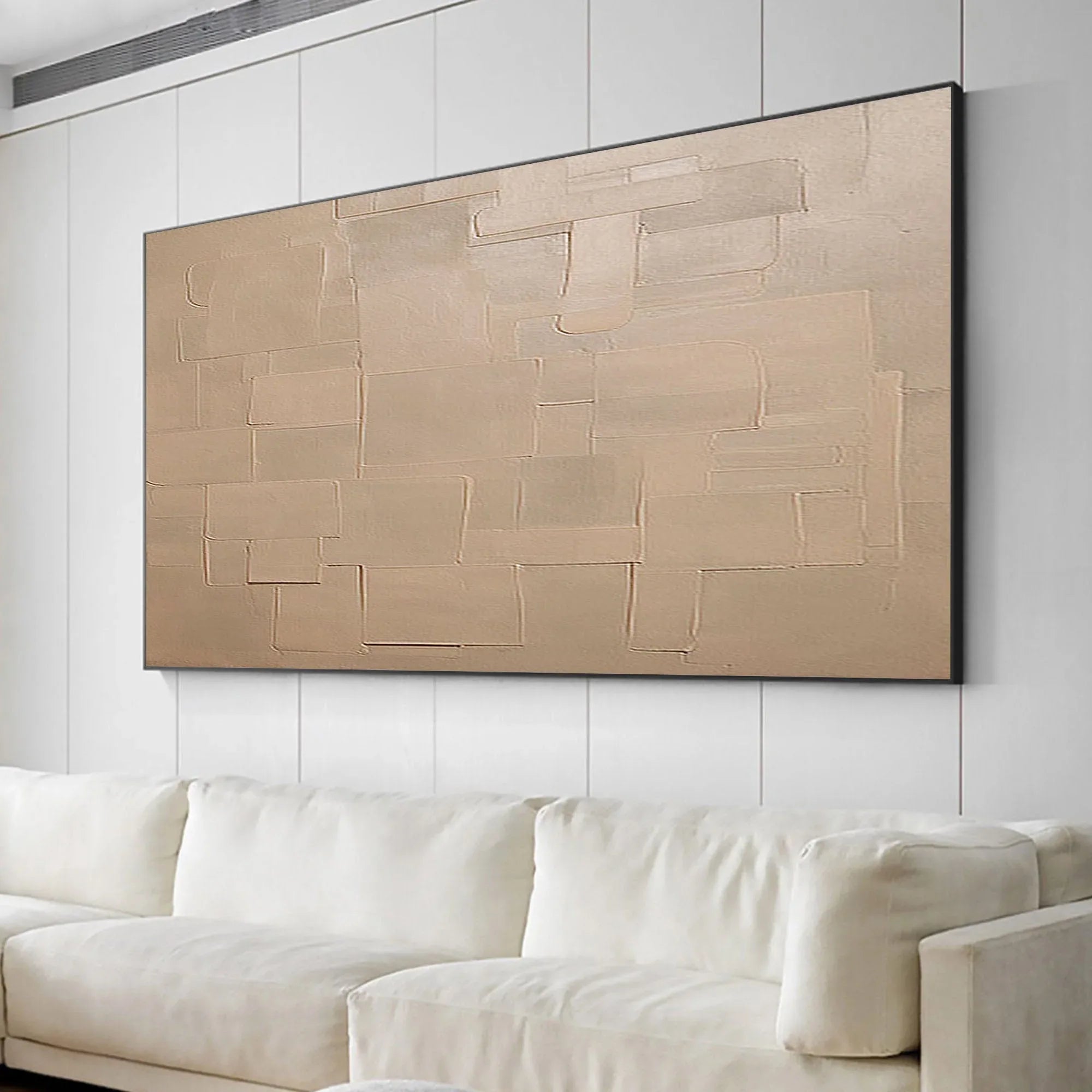 Pale Block Echo-Minimalist Light Brown Geometric Block Texture Wall Art - artextured