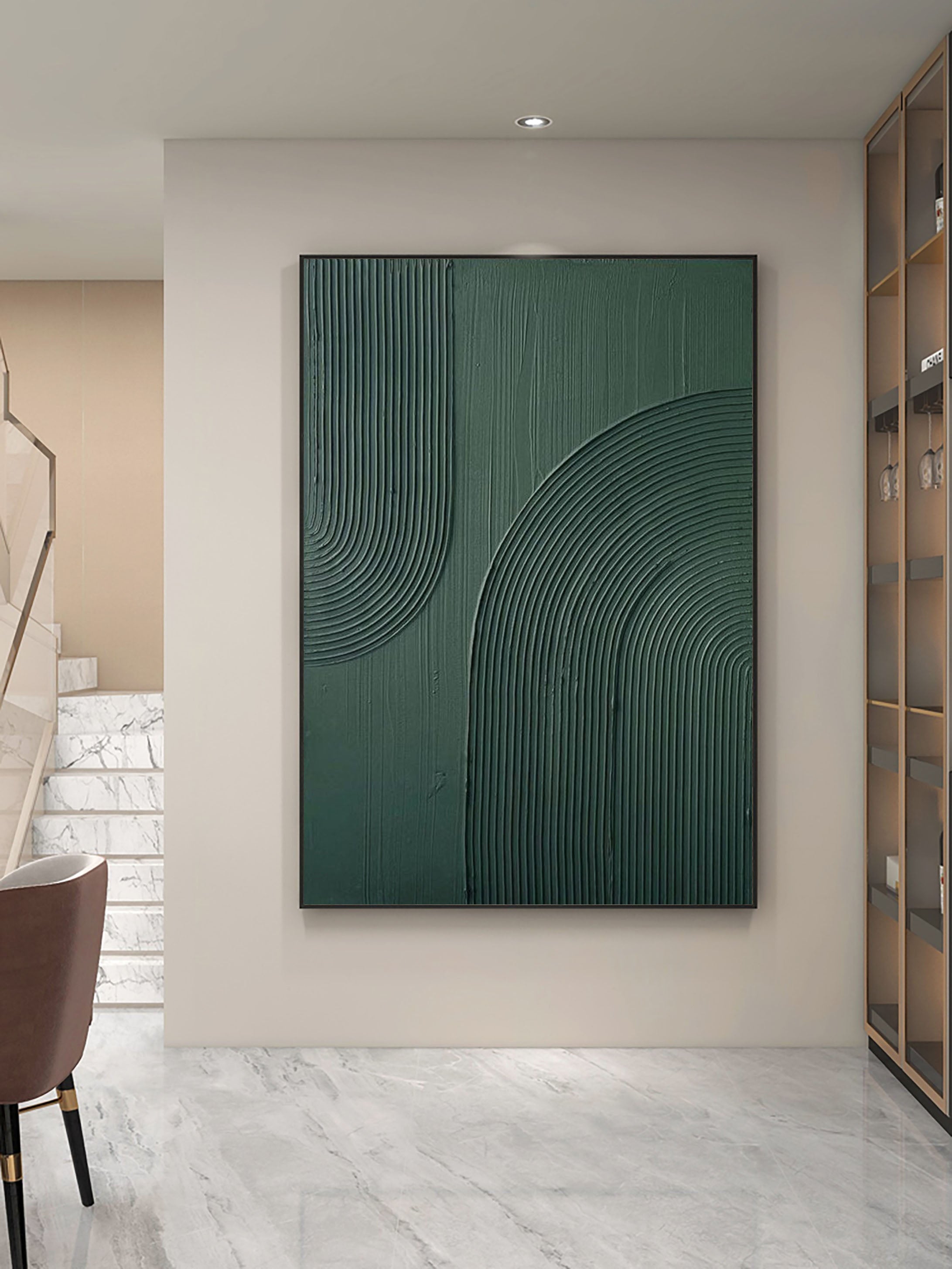 Emerald Echoes: Textured Abstract Canvas Art