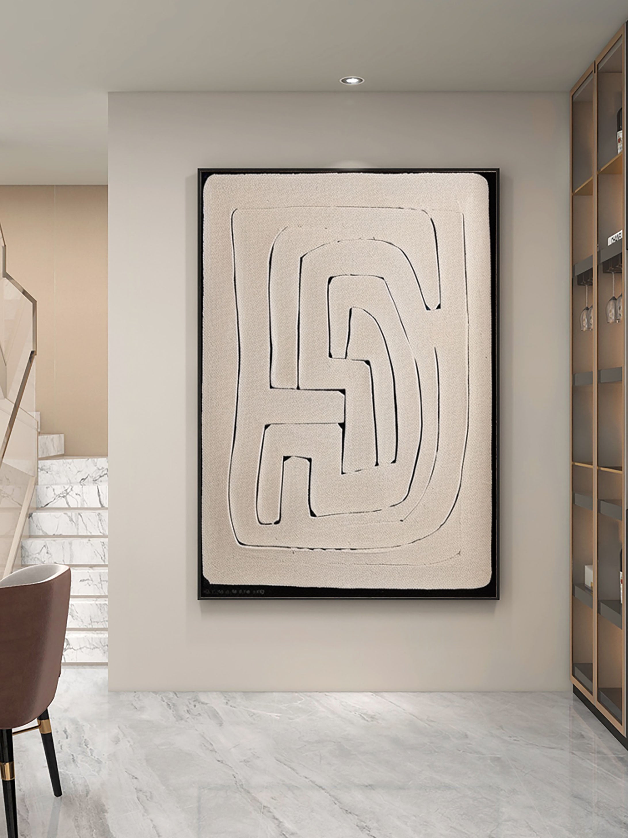 Textured Minimalist Maze Canvas Art