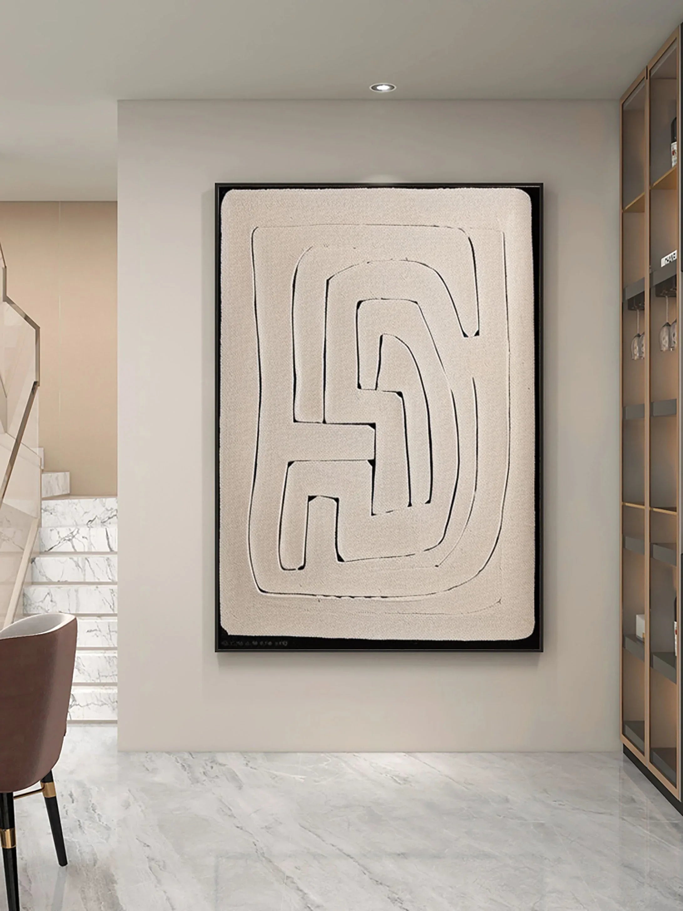 Texture Maze-Modern Hand Drawn Geometric Maze Wabi Sabi Abstract Wall Art - artextured