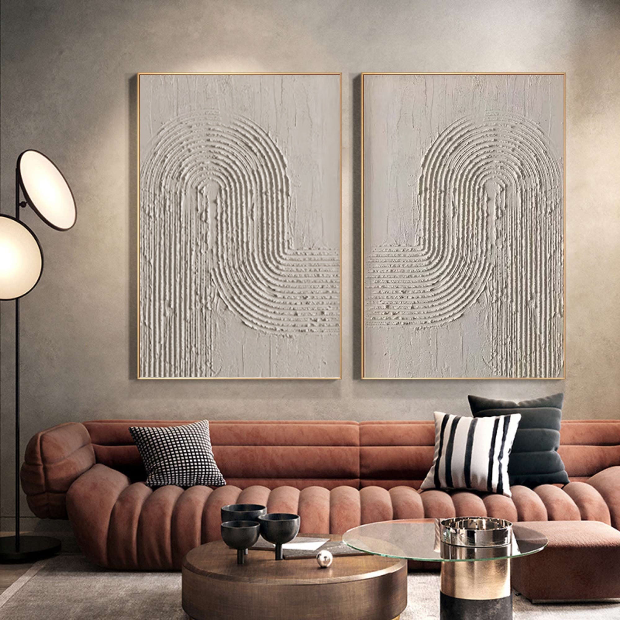 Textured Elegance: Minimalist Arch Canvas Duo SET OF 2