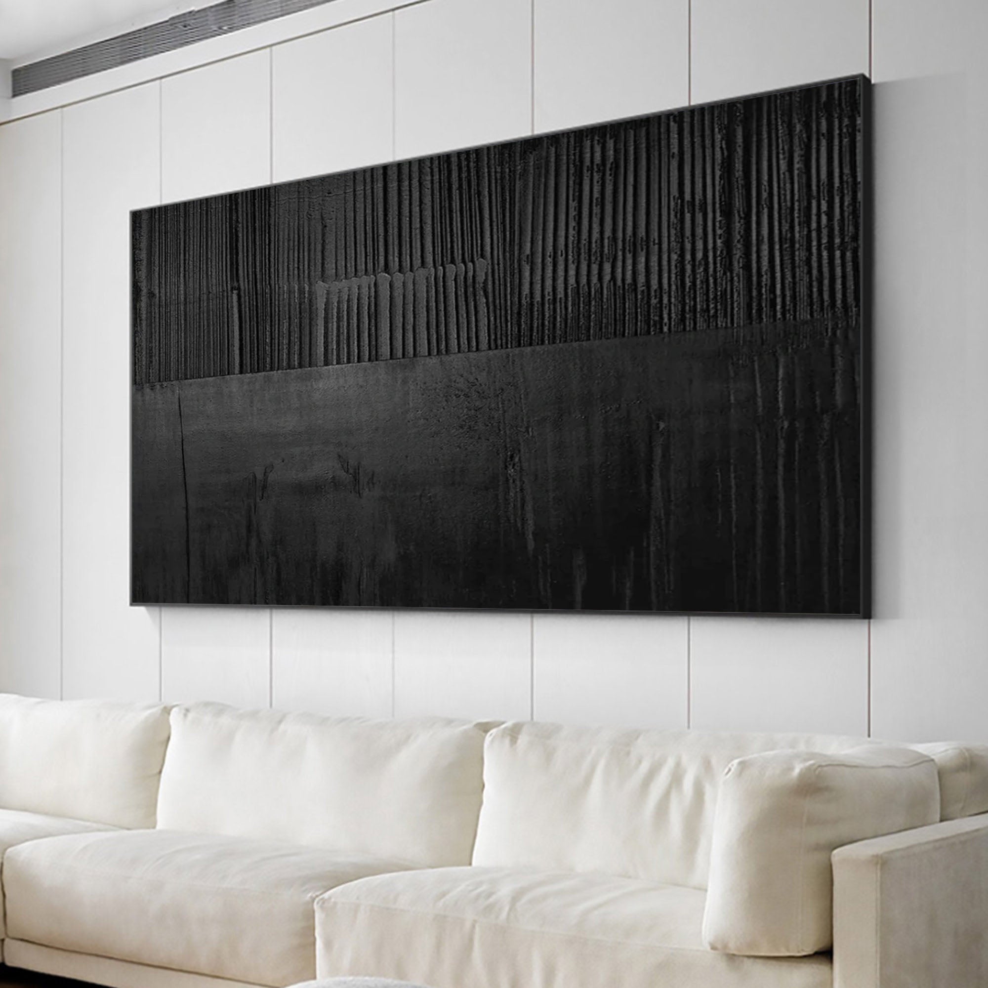 Black Layer Story-Large Black Minimalist Abstract Wall Art