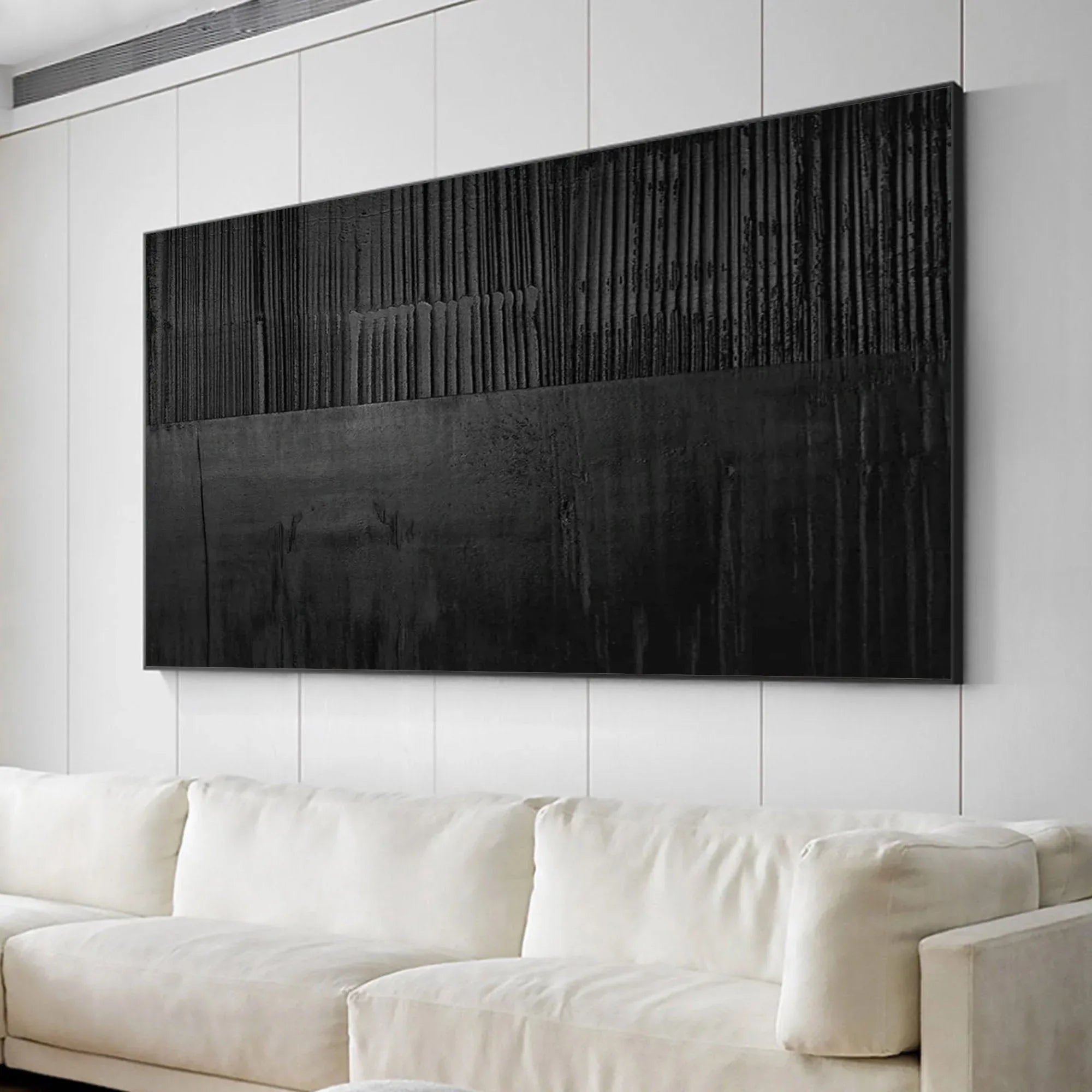 Black Layer Story-Large Black Minimalist Abstract Wall Art - artextured