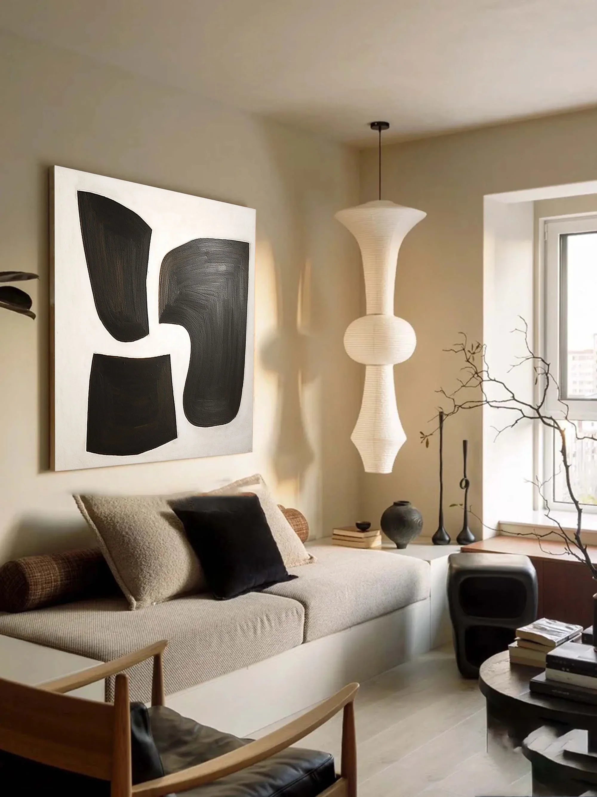 Monochrome Flow Wall Art-Modern Interior Design Minimalist Black and White Abstract Oil Painting - artextured