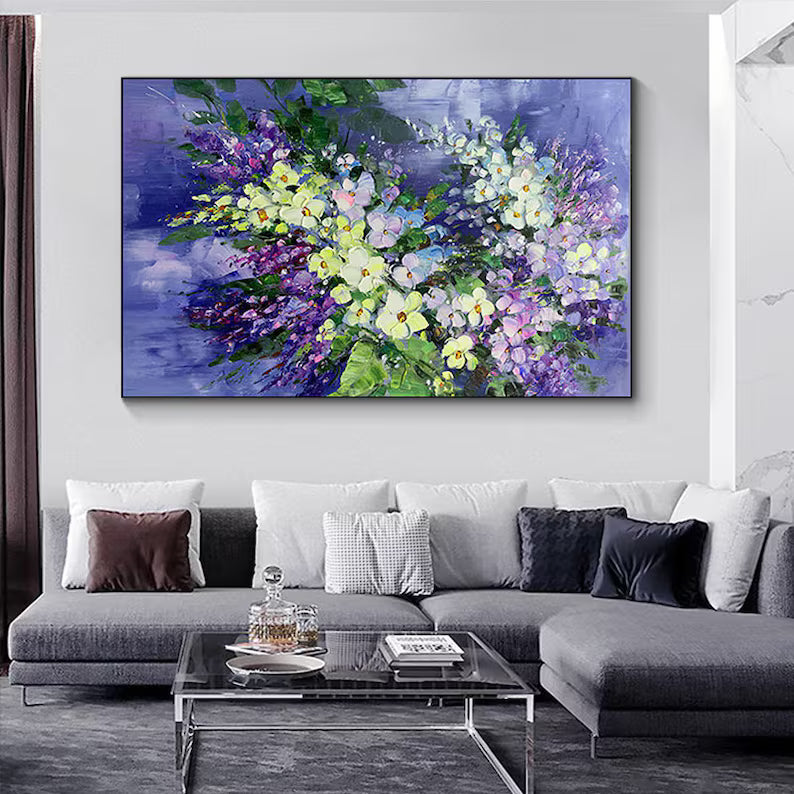 Blooming Symphony – Textured Purple Floral Abstract Canvas Art