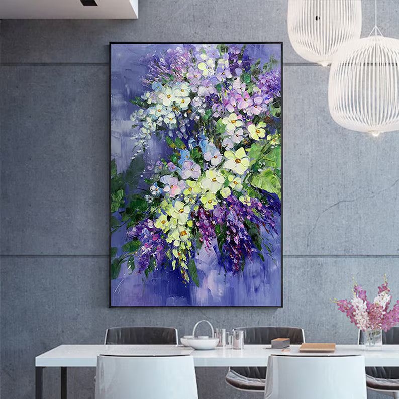 Blooming Symphony – Textured Purple Floral Abstract Canvas Art