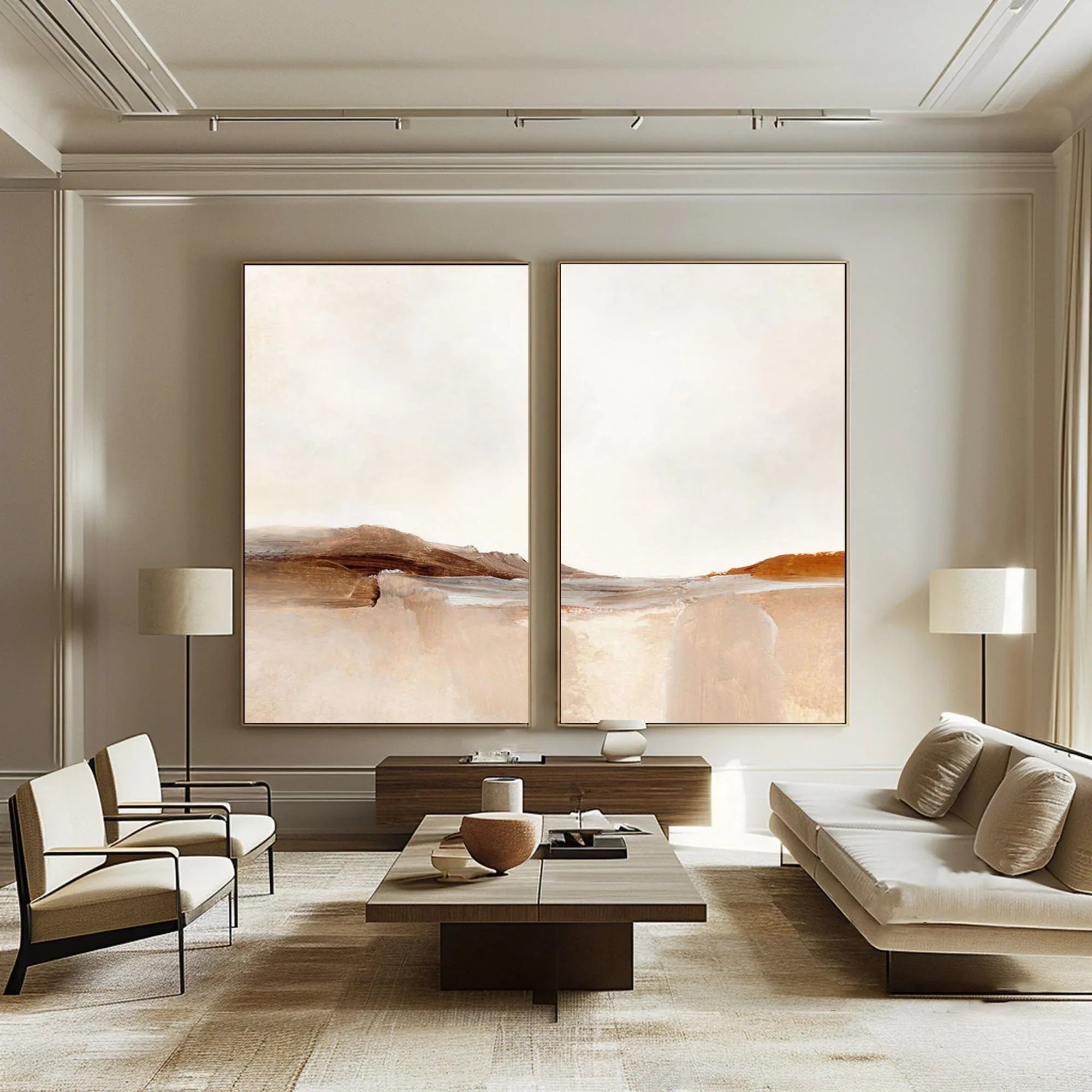 Desert Serenity- Abstract Landscape Canvas Duo SET OF 2 - artextured