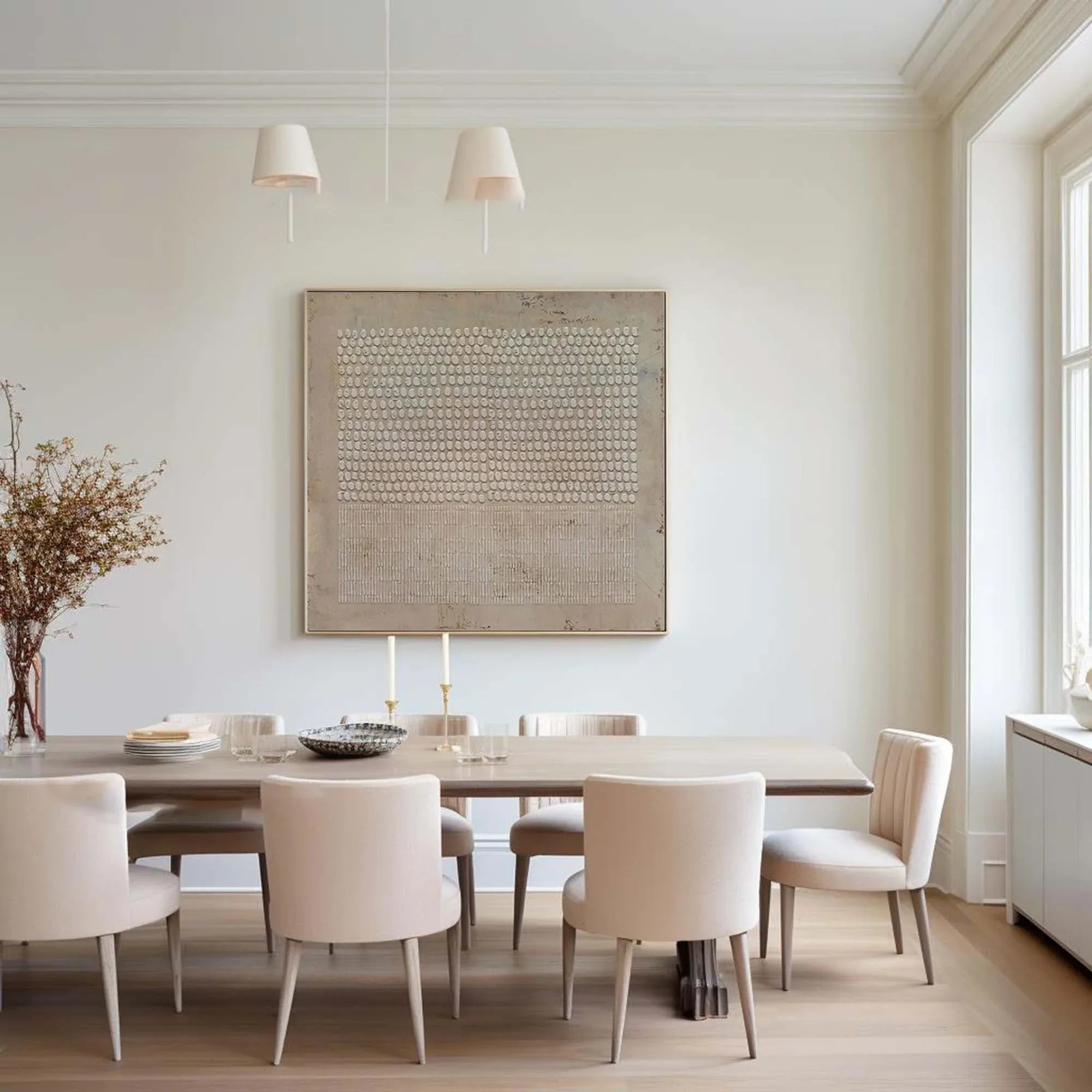 Tactile Harmony-Modern Minimalist Geometric Point Line Texture Abstract Wall Art - artextured