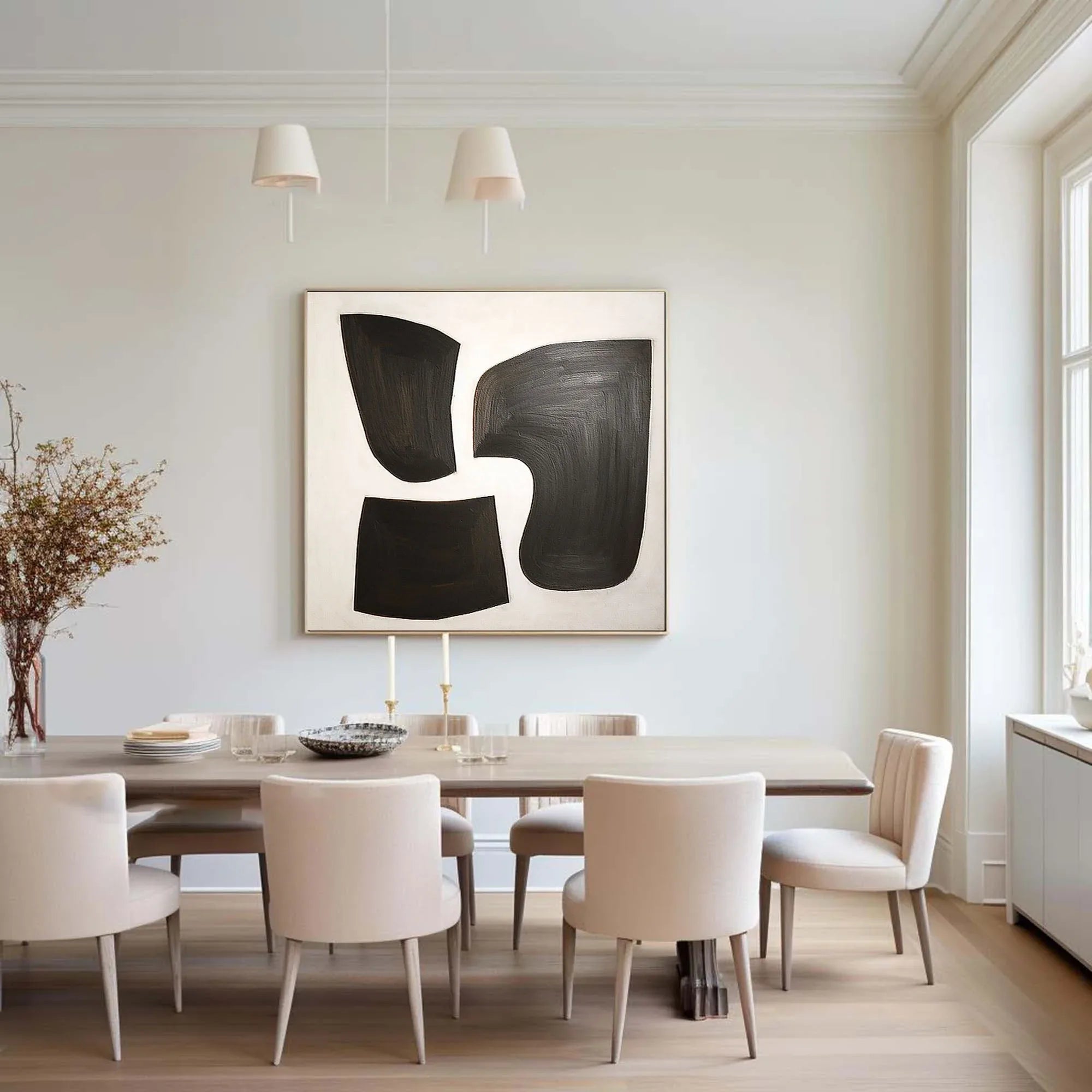 Monochrome Flow Wall Art-Modern Interior Design Minimalist Black and White Abstract Oil Painting - artextured