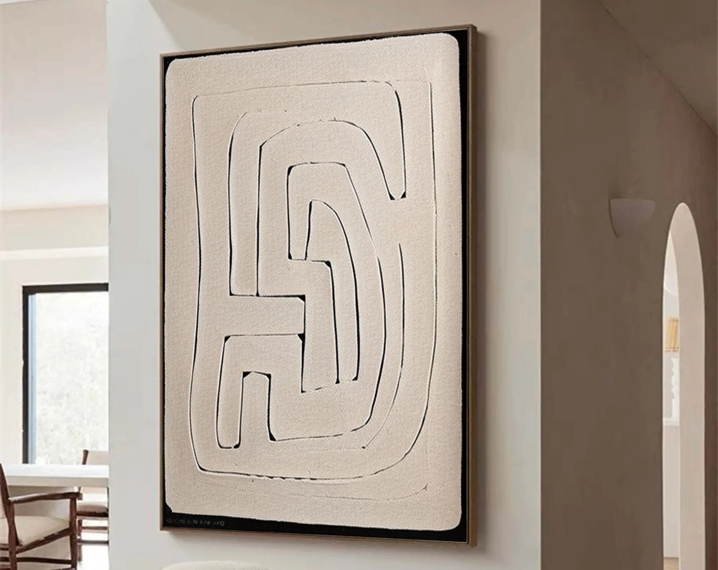 Texture Maze-Modern Hand Drawn Geometric Maze Wabi Sabi Abstract Wall Art - artextured
